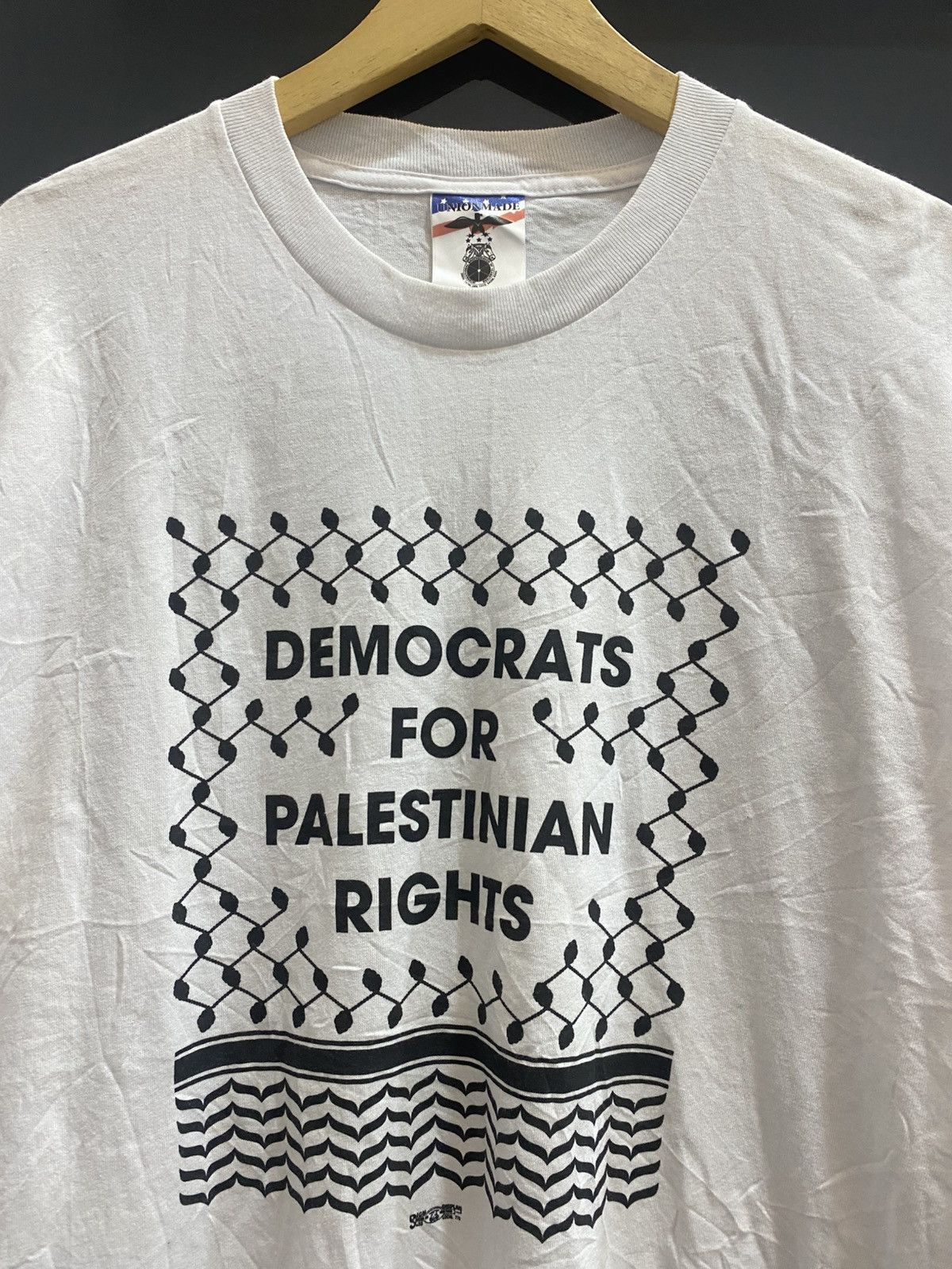 Vintage Vintage 90s Democrats For Palestinian Right Tee Size US XL / EU 56 / 4 - 1 Thumbnail