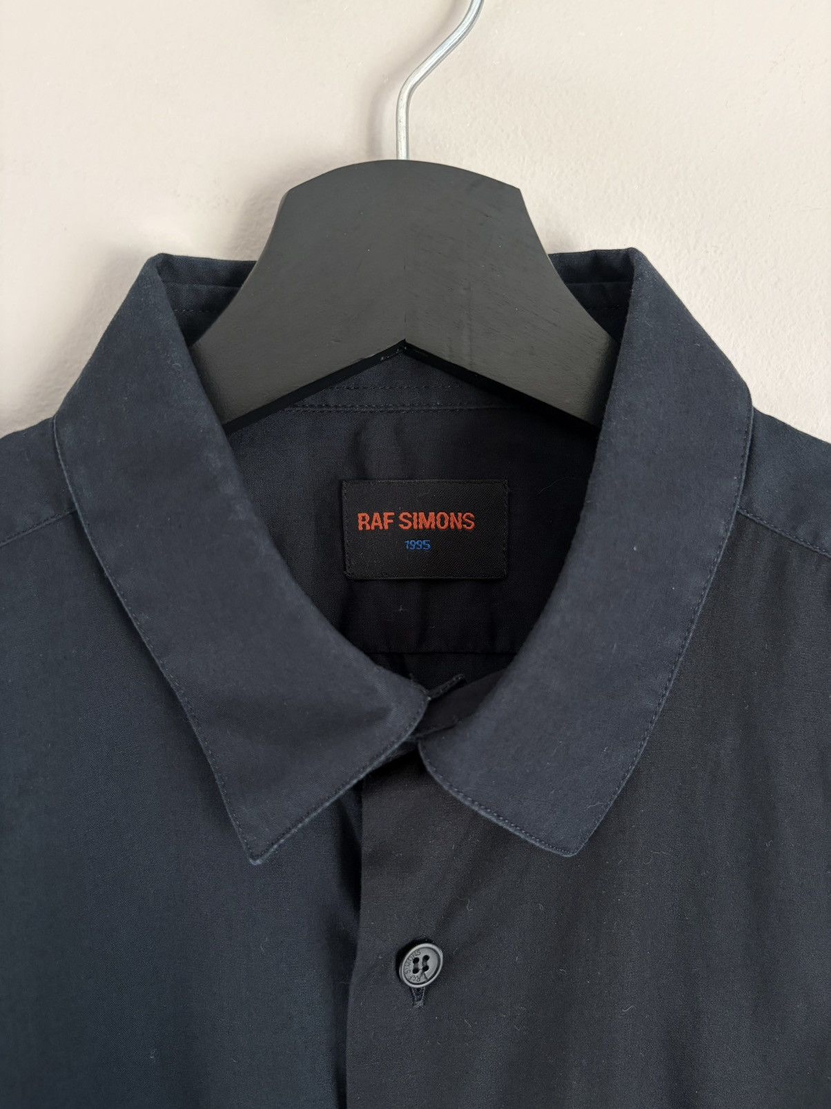 Raf Simons Raf Simons 1995 Black/ Navy Contrast Collar Shirt Size US M / EU 48-50 / 2 - 3 Thumbnail