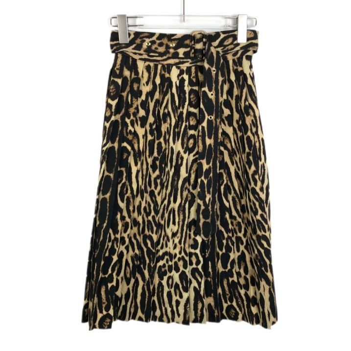 Burberry [Burberry] Leopard Print Silk Pleated Skirt 34 Size 34" / US 12 / IT 48 - 6 Thumbnail