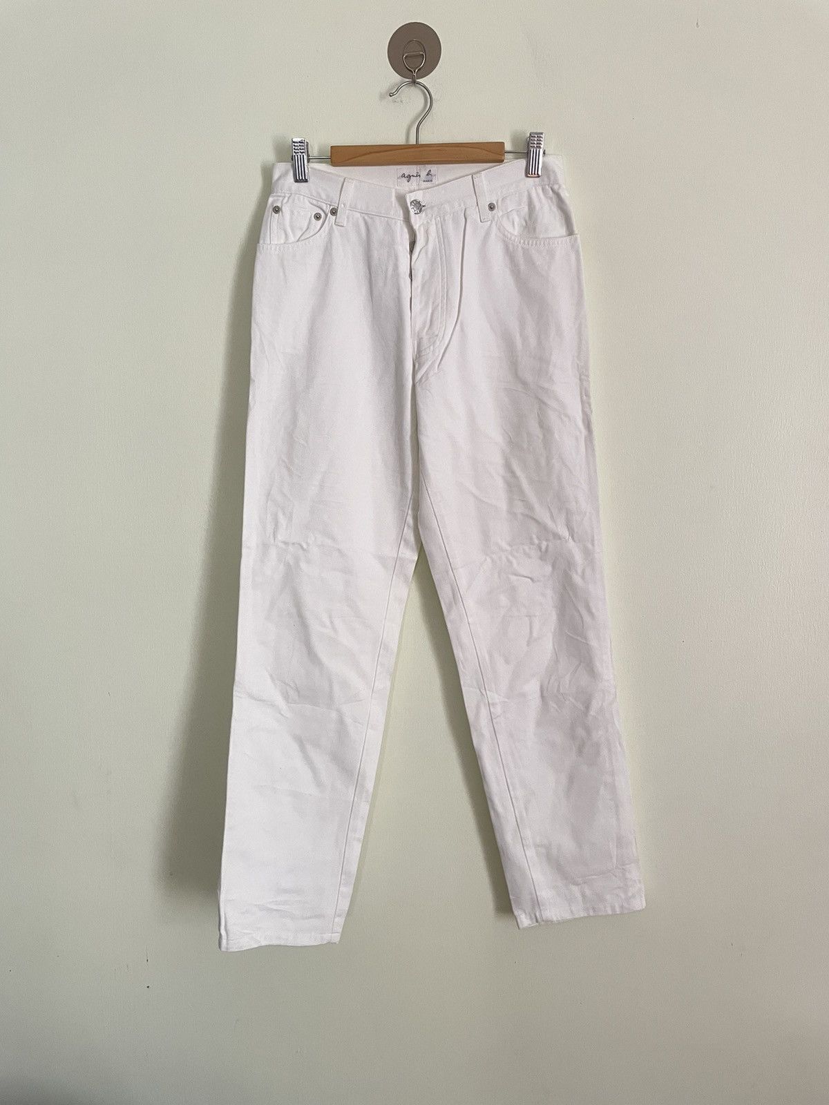 image of Agnes B. White Plain Pants, Women's (Size 28)
