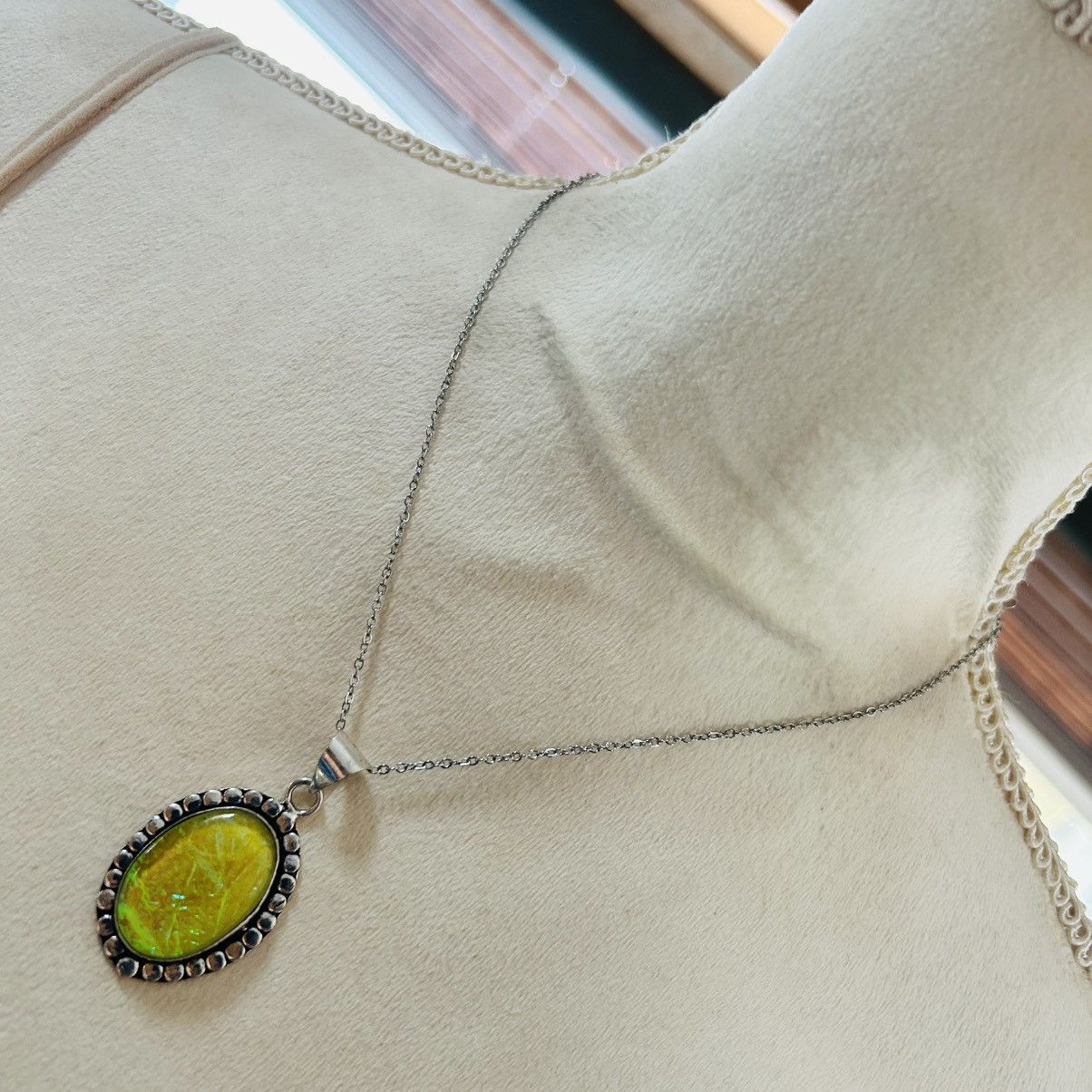Handmade Handcrafted simulated opal framed 925 sterling necklace Size ONE SIZE - 1 Thumbnail