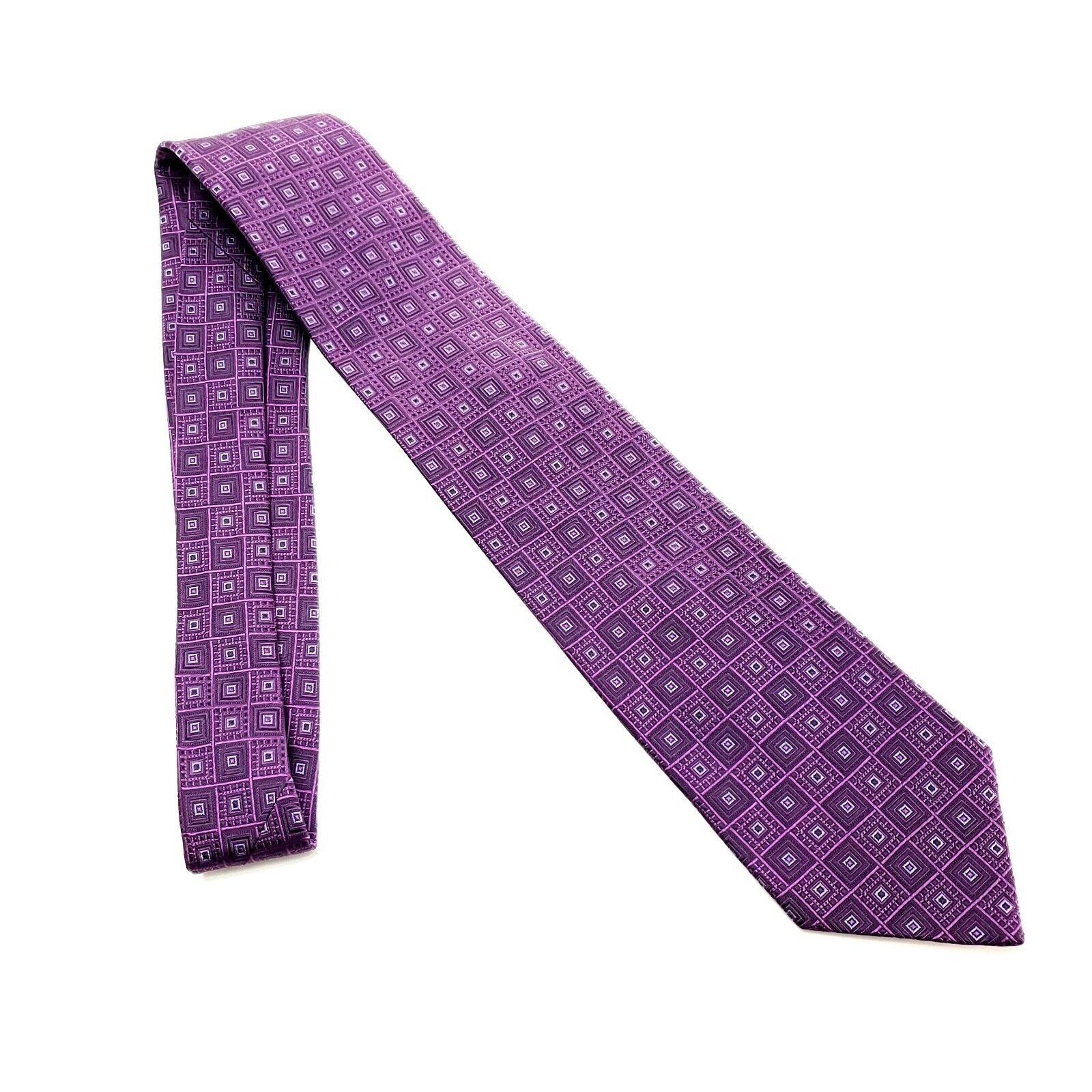 Pierre Cardin Pierre Cardin Silk Tie Woven Purple Geometric Size ONE SIZE - 6 Thumbnail