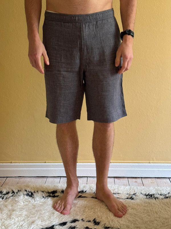 48/M - Charcoal Linen Shorts - 100% Italian Linen