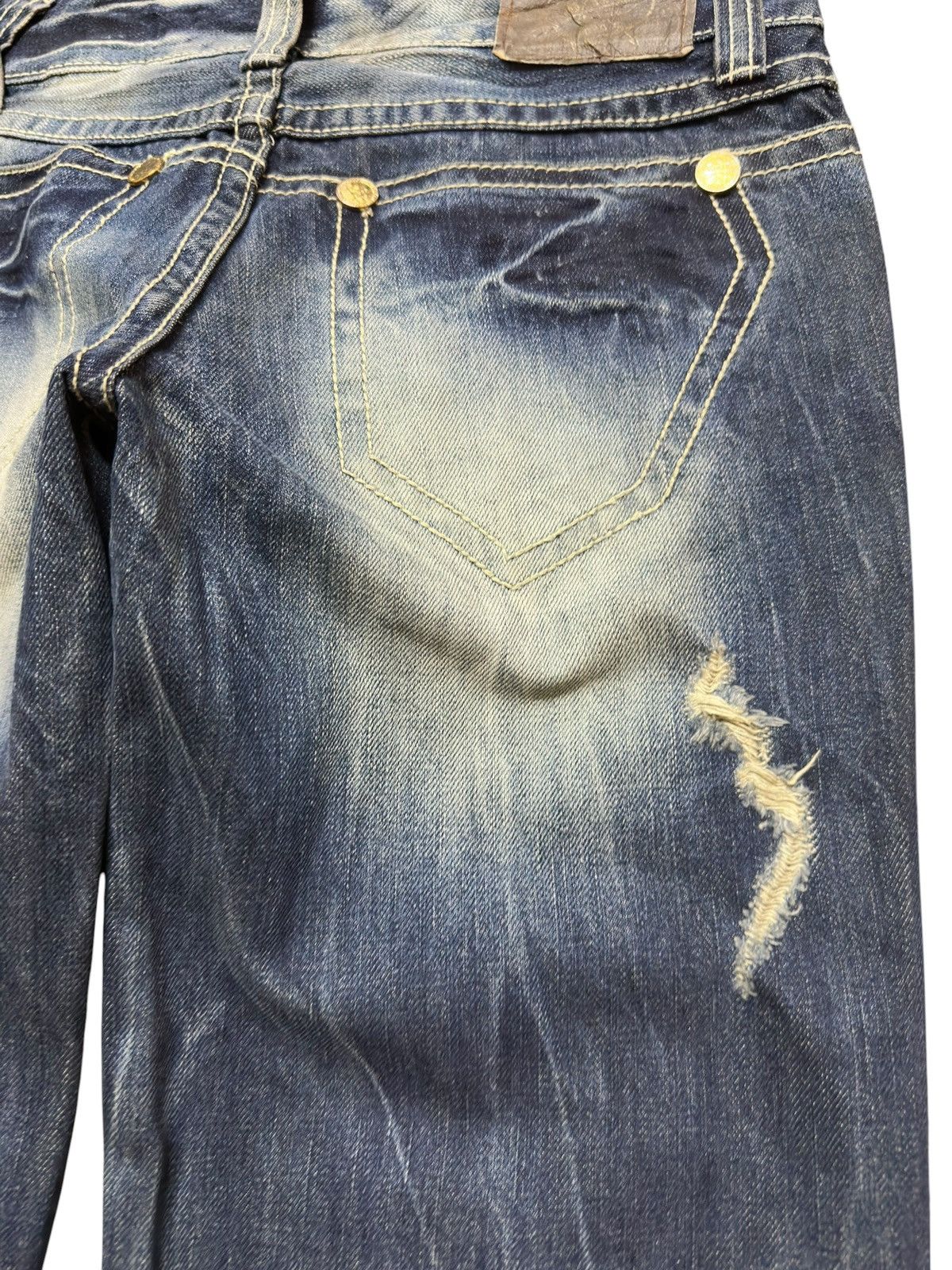 Diane von Furstenberg Vintage D.I.A Flare Mudwash Ripped Distressed Denim Size US 28 / EU 44 - 6 Thumbnail