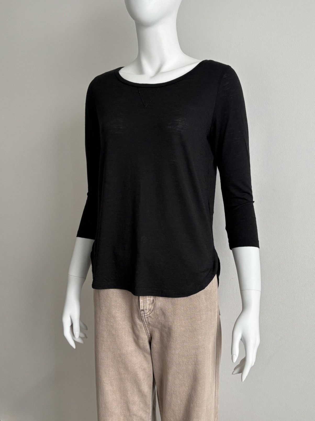 Sandro Sandro Womens Top 3/4 Sleeve Blouse Black Wool Size 2 M Size M / US 6-8 / IT 42-44 - 3 Thumbnail