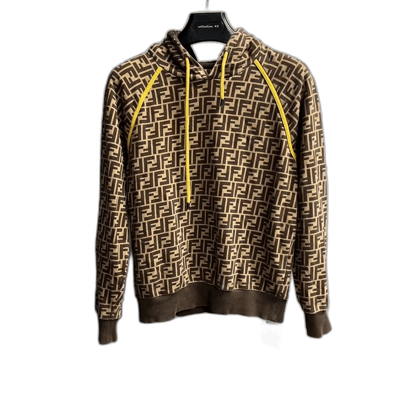 Fendi Fendi Brown Hooded Sweatshirt with Logo Pattern Size US XS / EU 42 / 0 - 1 Thumbnail