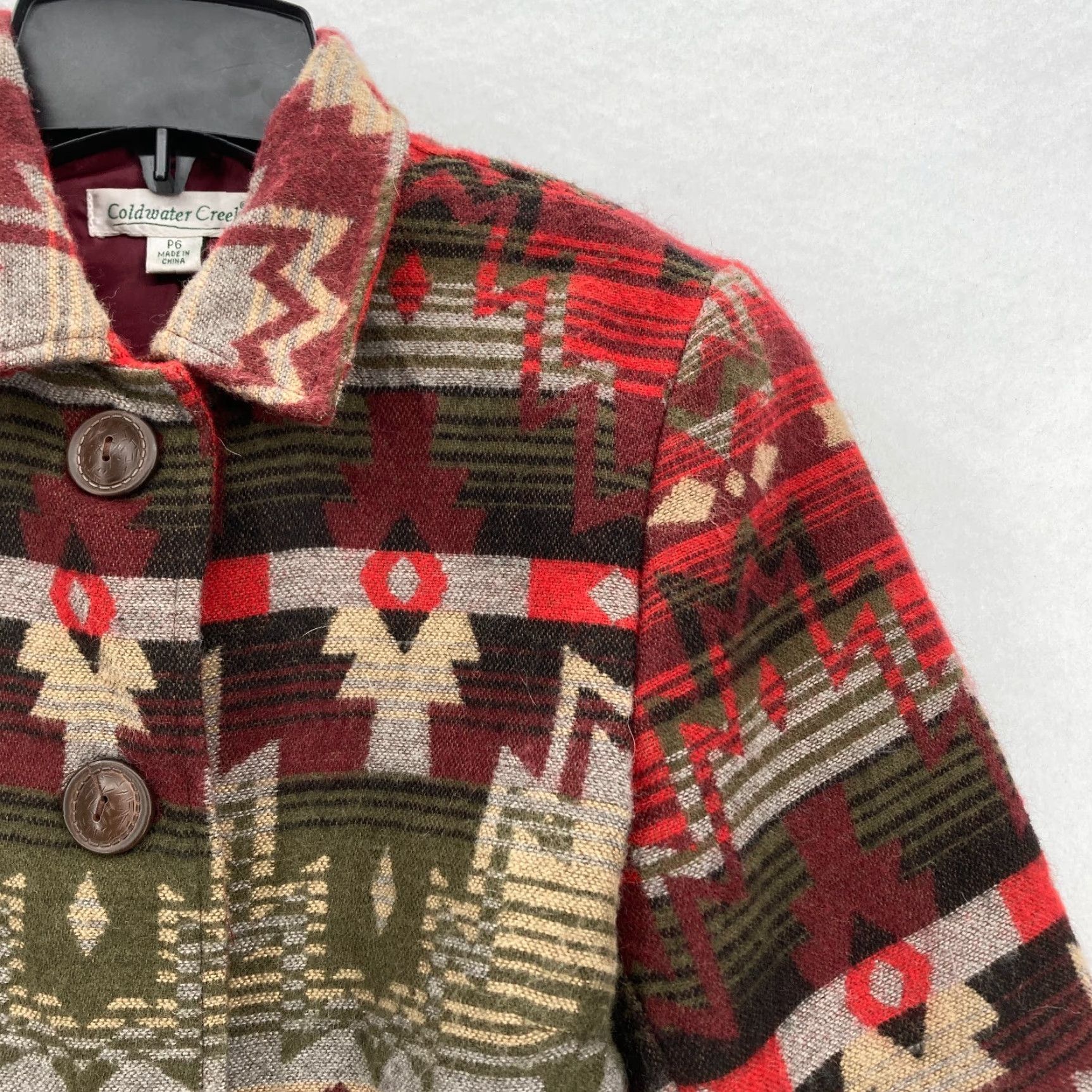 Coldwater Creek Coldwater Creek Aztec Western Jacket Women's 6P Red Wool Blend Button Front Size M / US 6-8 / IT 42-44 - 3 Thumbnail