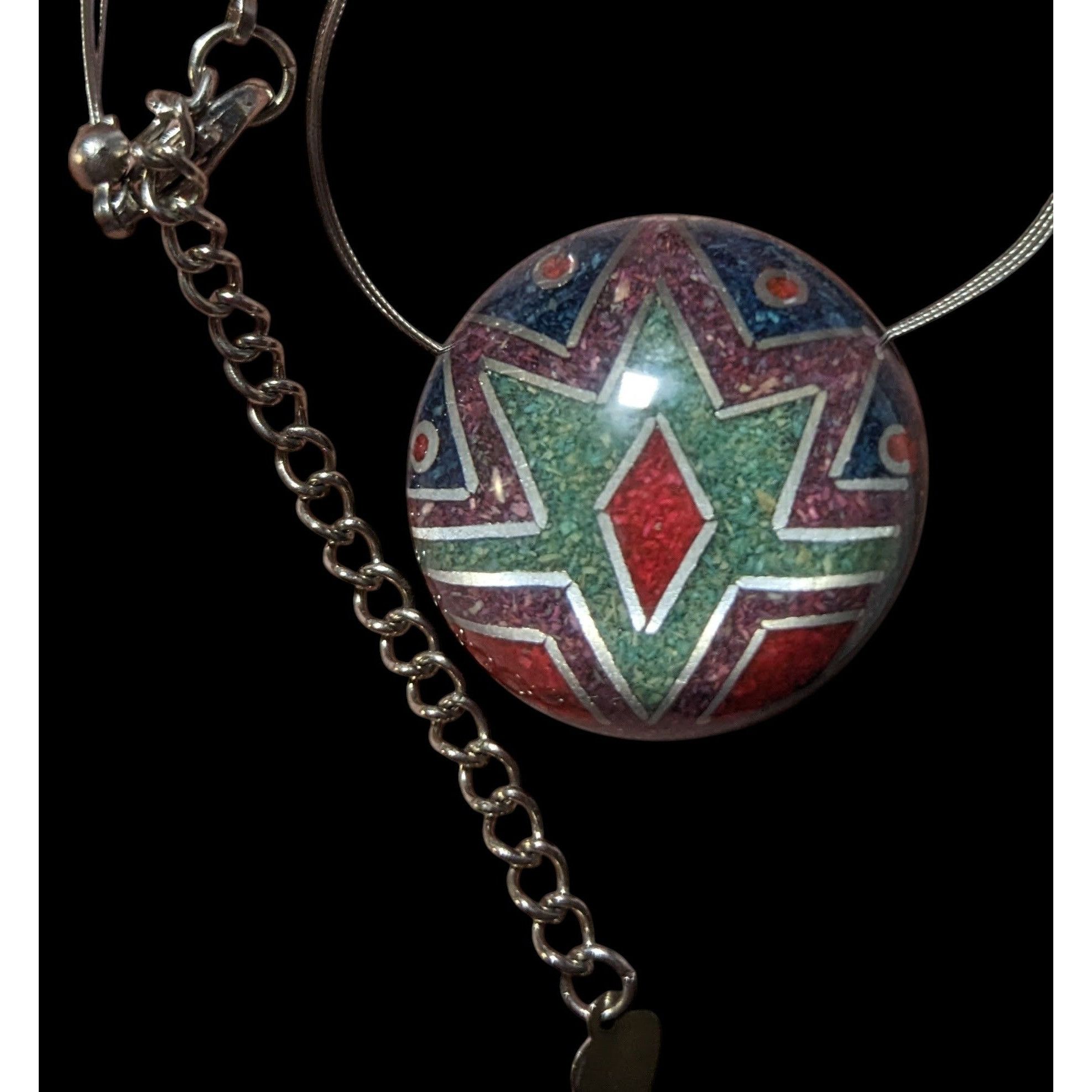 Other Vintage Crushed Stone Southwestern Sunburst Pendant Necklace Size ONE SIZE - 4 Thumbnail