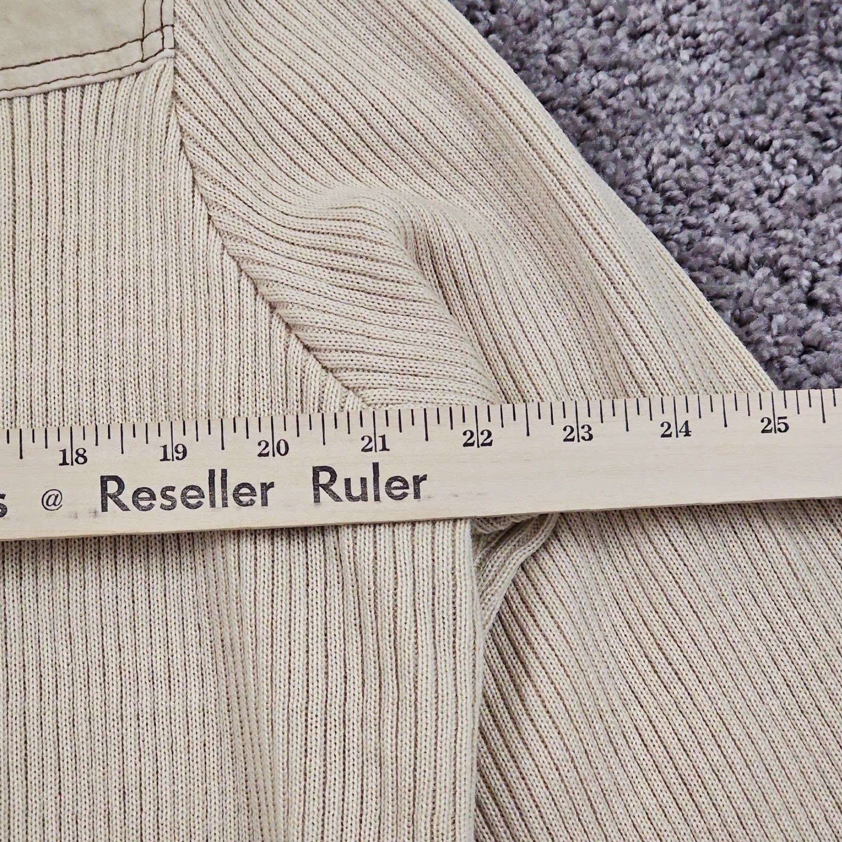 Coldwater Creek Coldwater Creek Jacket M Beige Leather Wool Knit Sleeve Full Zip Lined Womens Size M / US 6-8 / IT 42-44 - 6 Thumbnail