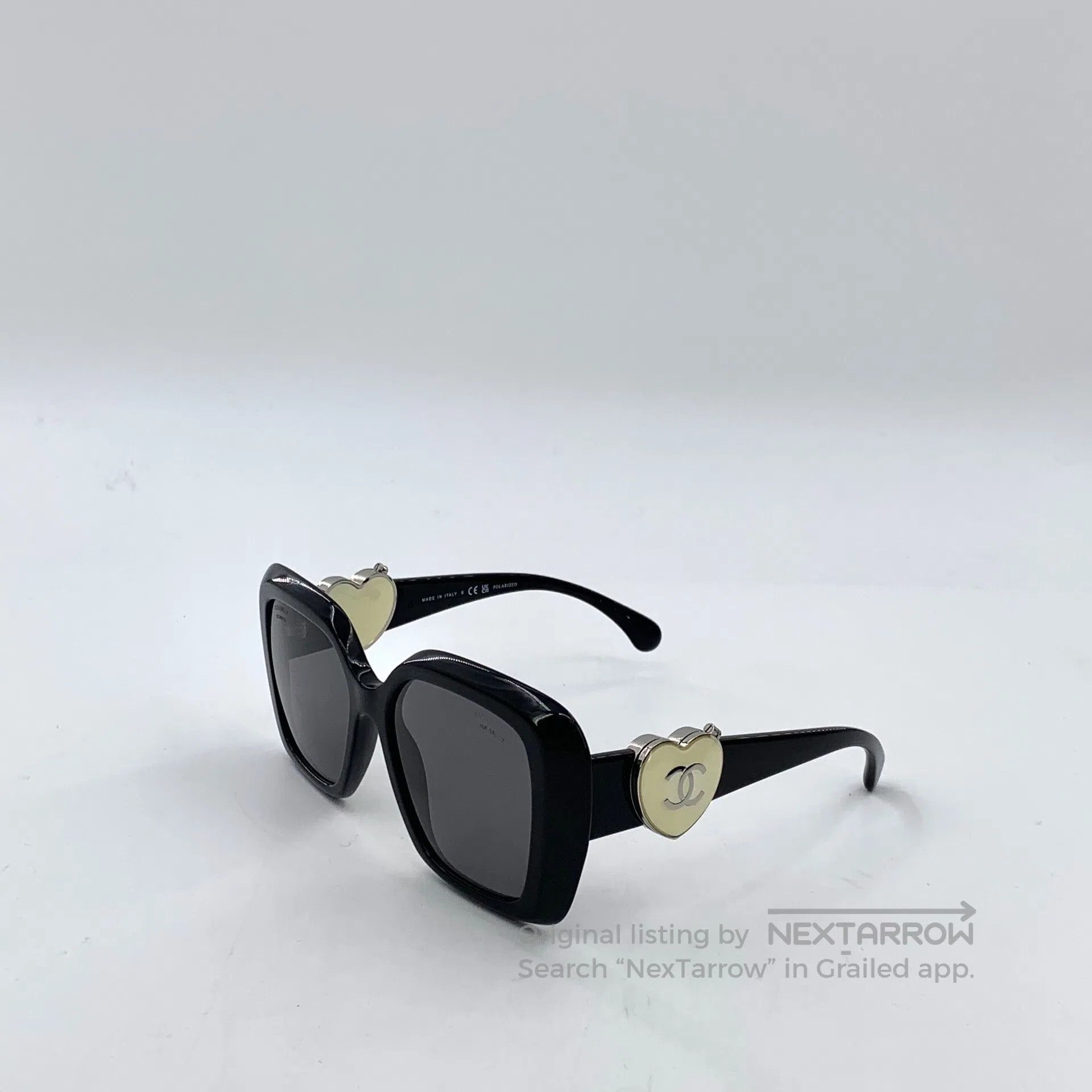 Chanel Chanel Black Logo Heart Decoration Square Frame Sunglasses Size ONE SIZE - 2 Thumbnail