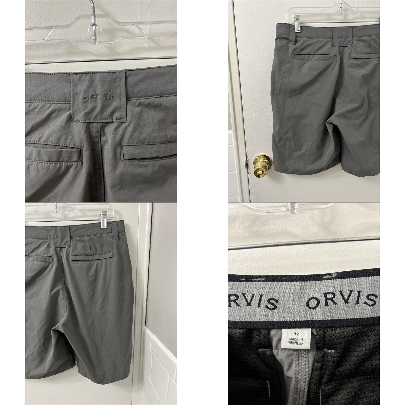 Orvis Orvis Mens 32 Gray Tech Shorts Flat Front Chino Nylon Spandex Pockets Zipper 8.5” Outdoor Casual Han Size US 32 / EU 48 - 8 Thumbnail