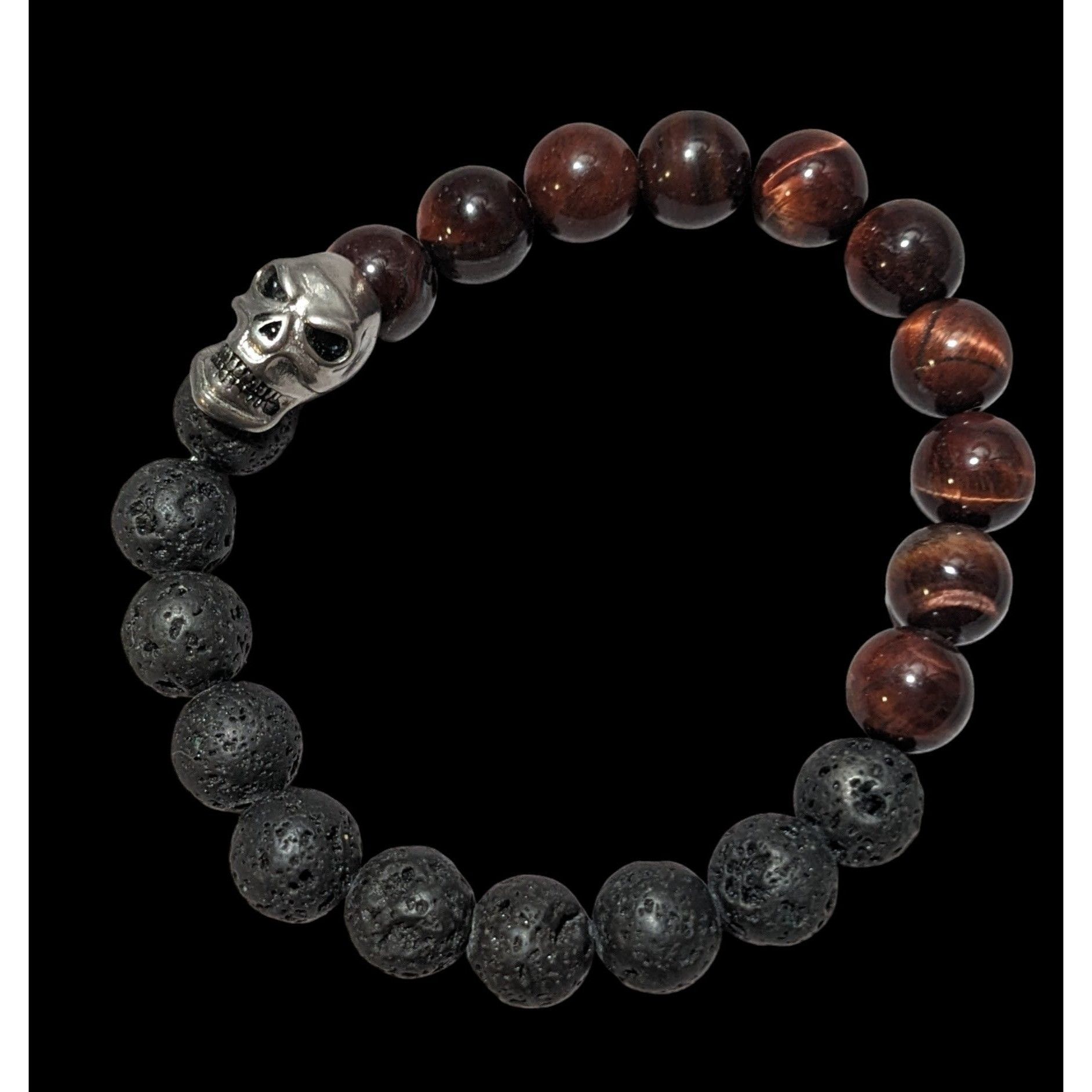 Steve Madden Steve Madden Skull Tiger Eye Lava Bead Bracelet Size ONE SIZE - 1 Thumbnail