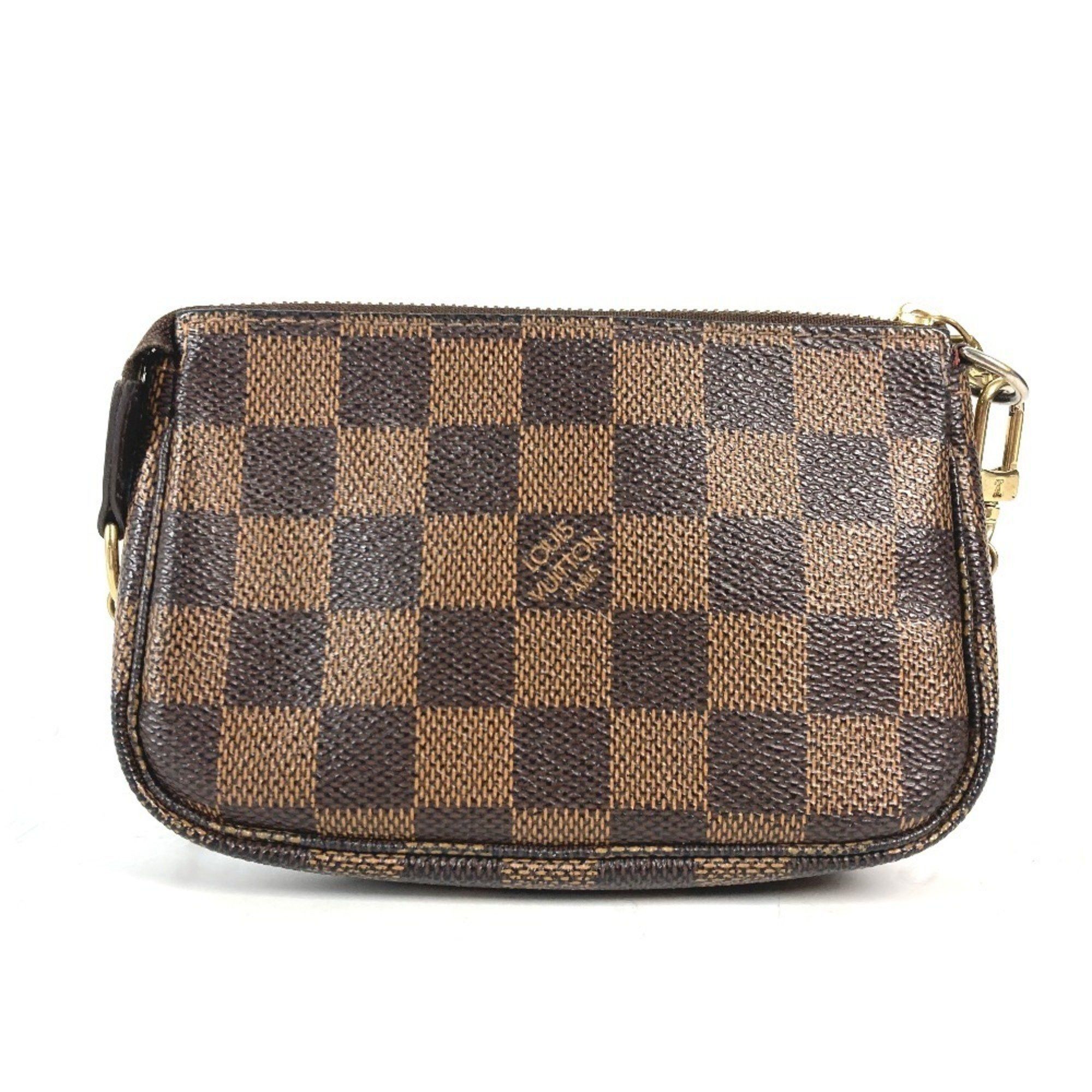 Louis Vuitton N58011 Damier T&b Mini Pochette Accessory Bag Pouch Chain Handbag Canvas Women's Ebene Brown