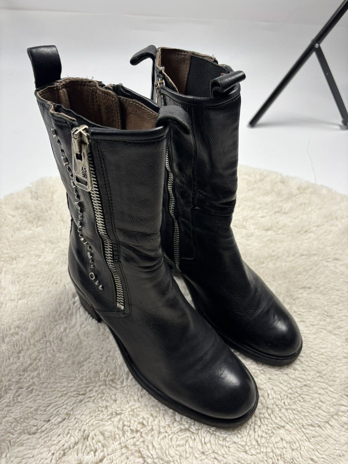 A.S.98 A.S.98 Jamal Black Leather Moto Ankle Women’s Boots Size US 8 / IT 38 - 4 Thumbnail