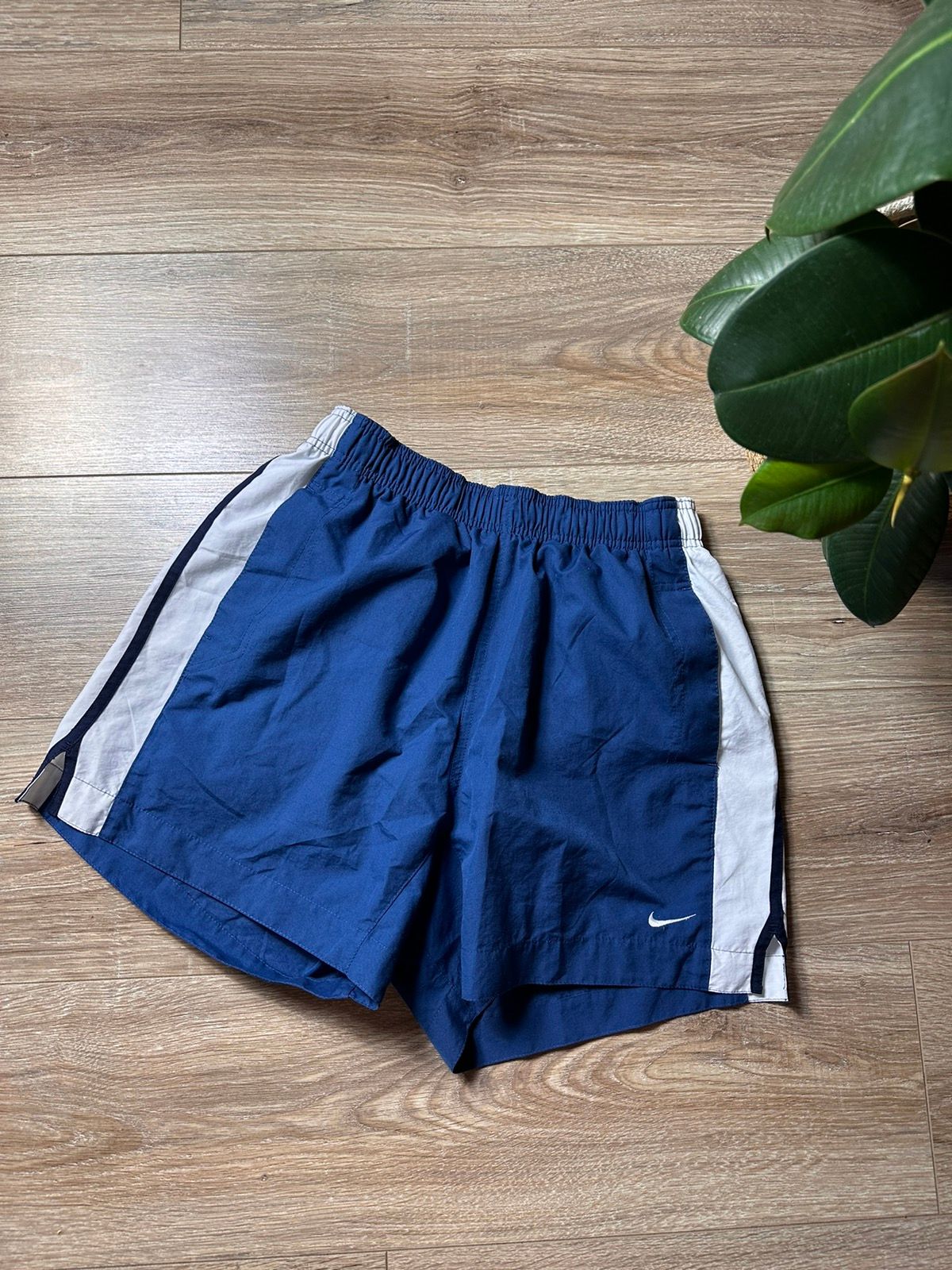 Pre-owned Nike X Vintage Nike Shorts Track Vintage Y2k Swoosh Dri Fit Drill In Blue