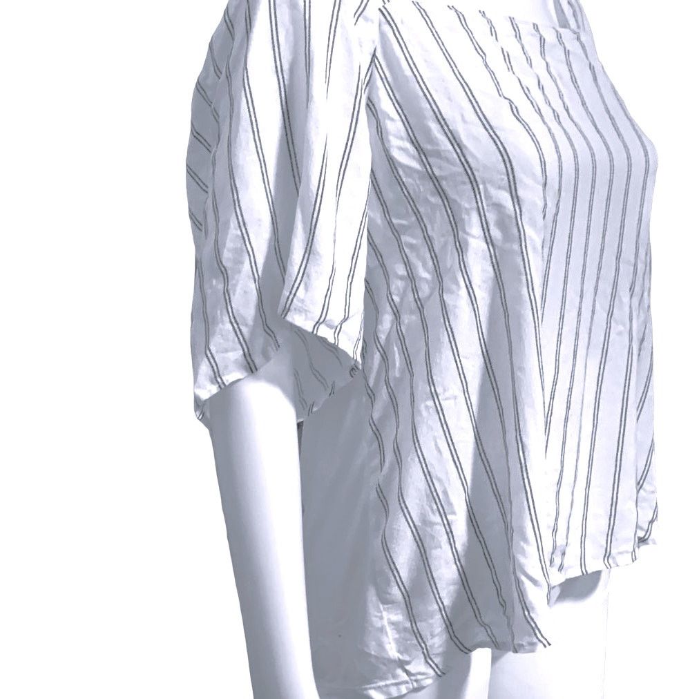 Other A New Day Large Blouse White Black Striped Shirt Top Size L / US 10 / IT 46 - 2 Thumbnail