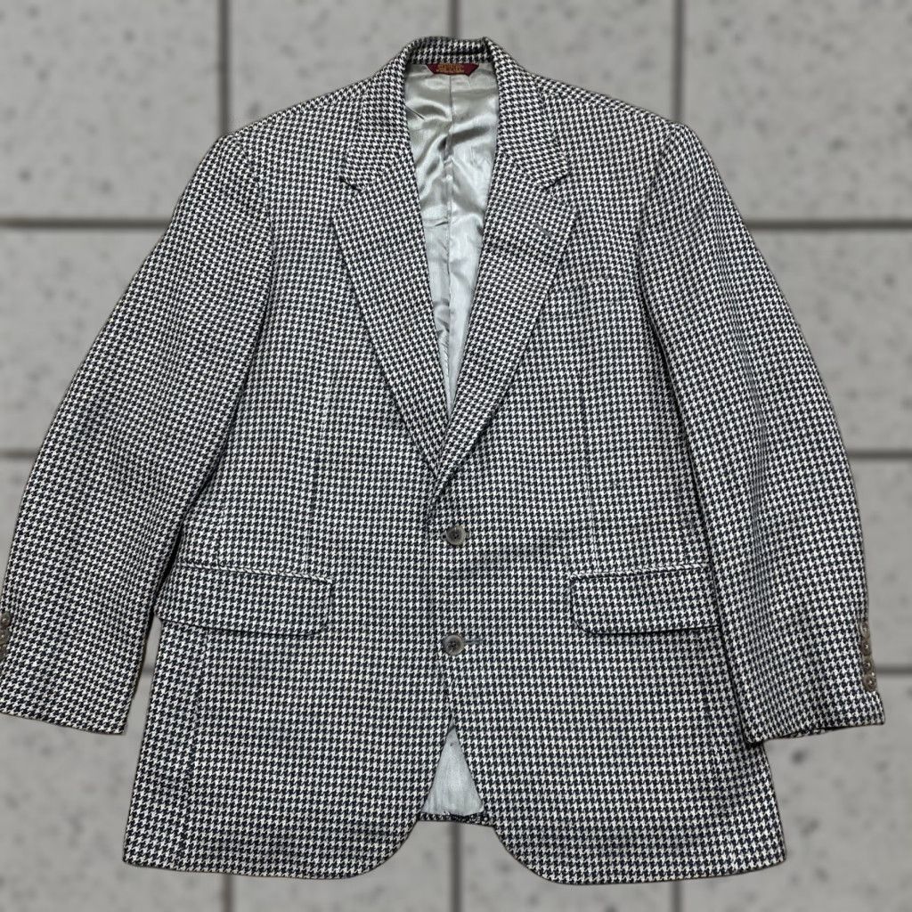 Vintage VINTAGE Corbin Jacket 42R Gray Houndstooth Wool Sport Coat Blazer - Single-Breasted, Two-Button, Lined, USA, 2 Piece, Regular Fit, Men Size 42R - 1 Thumbnail