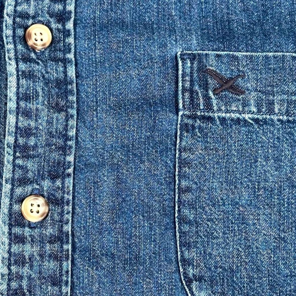 Eddie Bauer VINTAGE Eddie Bauer Shirt Adult XL Blue Denim Dark Wash Outdoor Y2K White Embroidered Pocket Mens Size US XL / EU 56 / 4 - 5 Thumbnail