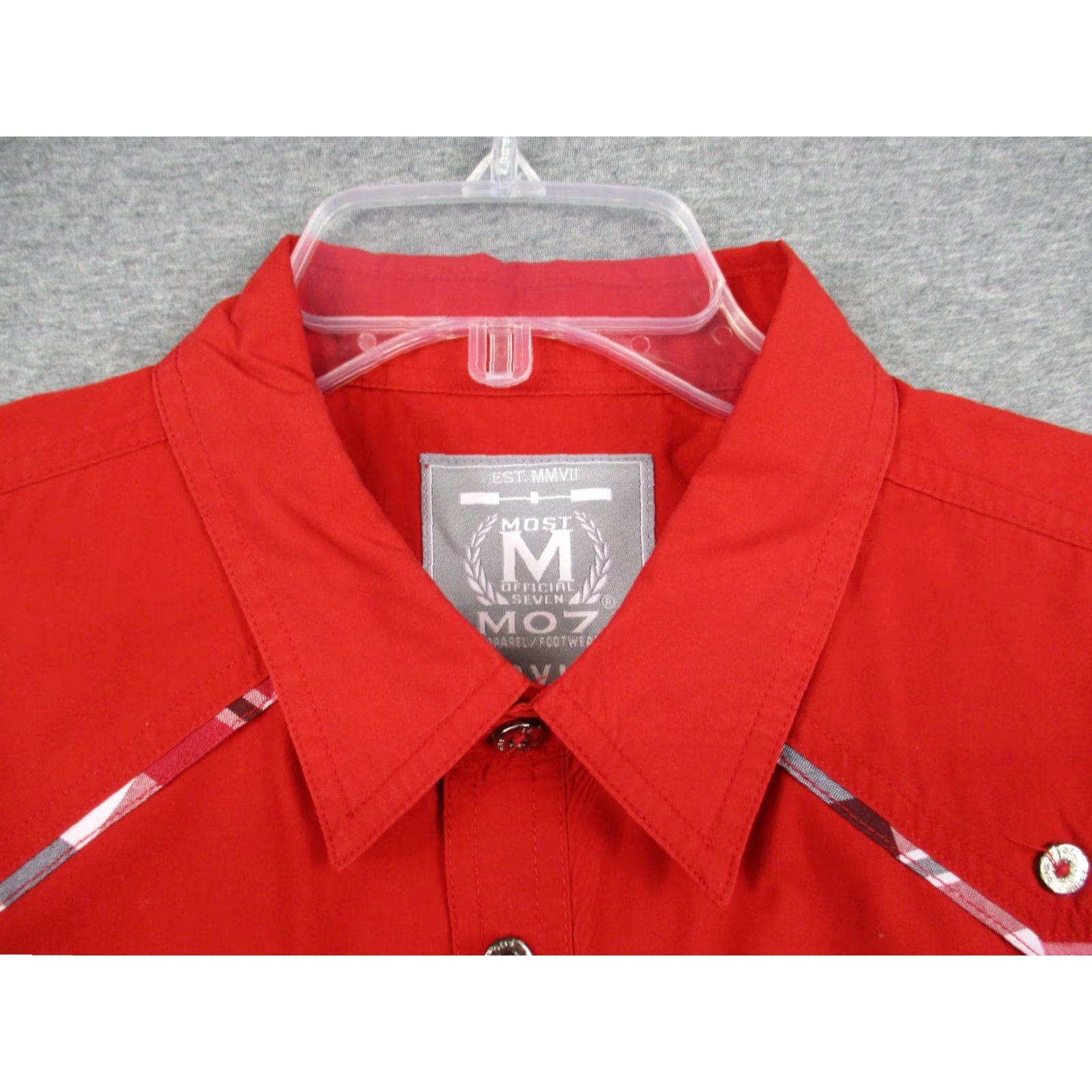 Vintage MO7 Shirt 2XL Men Red Short Sleeve Western Pockets Shirt Size US XXL / EU 58 / 5 - 2 Thumbnail