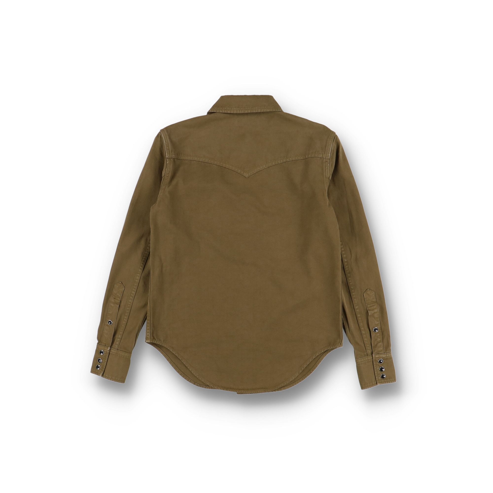 Saint Laurent Paris Khaki Stonewashed Western Yoke Denim Shirt Size XS / US 0-2 / IT 36-38 - 9 Thumbnail
