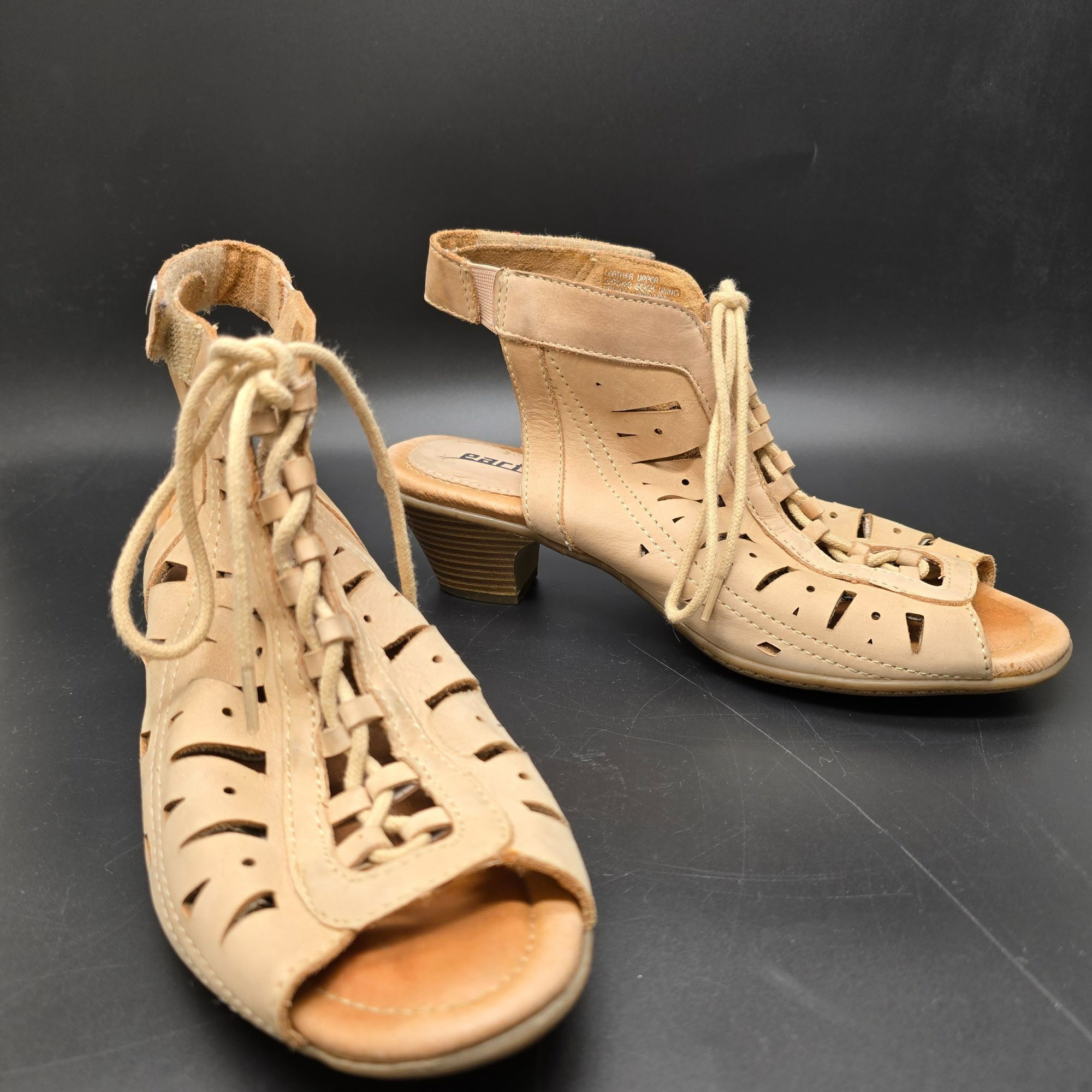 Other Earth Sandals Kristen Leather Upper Peep Toe Heeled 6.5B Wit Size US 6 / IT 36 - 8 Thumbnail