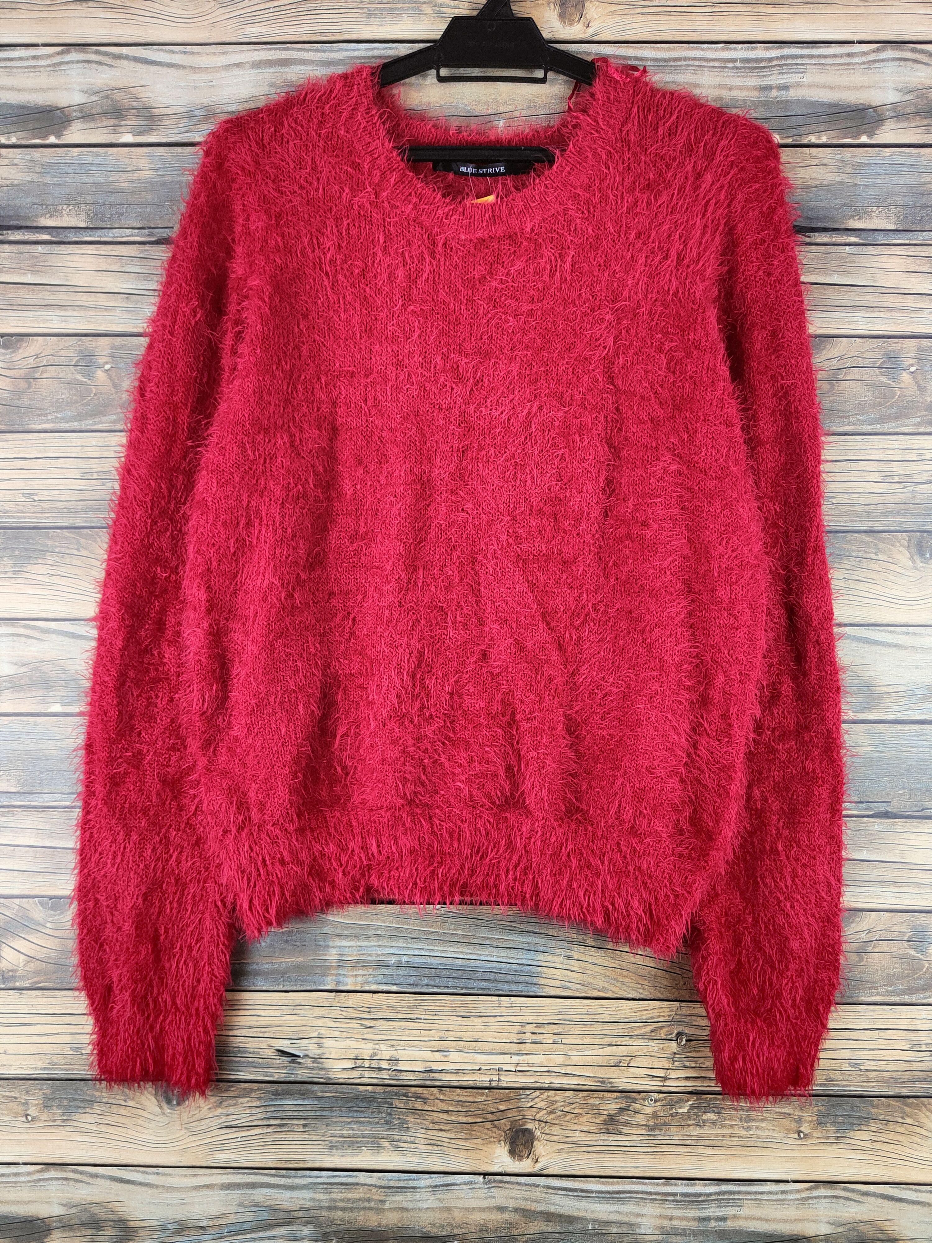 Japanese Brand DL Blue Strive Red Fur Mohair Knitwear #46-439 Size L / US 10 / IT 46 - 1 Thumbnail
