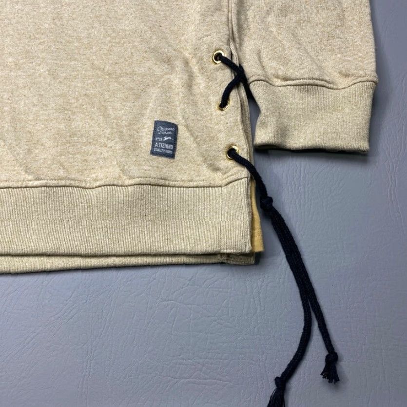 Vintage A Tiziano Hoodie Mens 2XL Beige Pullover Sweatshirt Pockets Heavyweight Size XXL / US 16-18 / IT 52-54 - 4 Thumbnail
