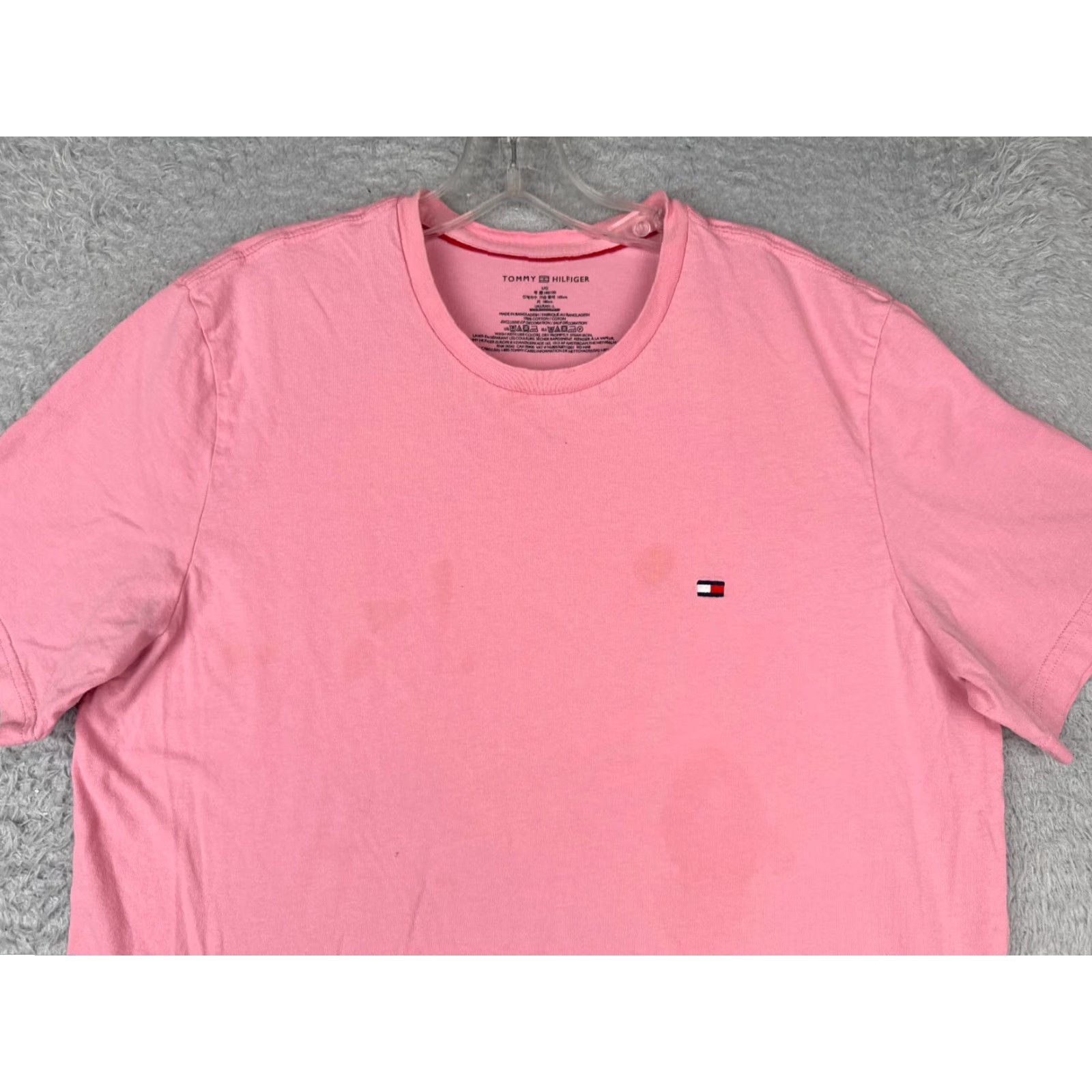 Tommy Hilfiger Tommy Hilfiger Shirt Adult Large Pink Crew Neck Short Sleeve 100% Cotton Logo Embroidered Men's T-Shirt Size US L / EU 52-54 / 3 - 4 Thumbnail