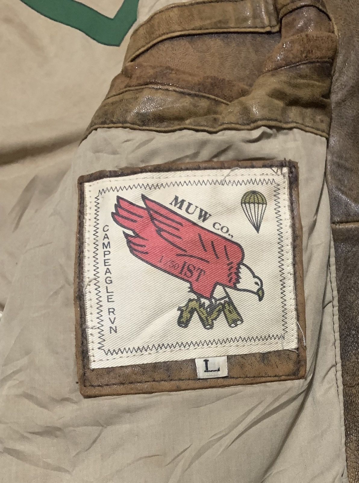 Vintage Trashed Vintage 80s Airbone Flight Bomber Leather Jacket Size US L / EU 52-54 / 3 - 10 Thumbnail