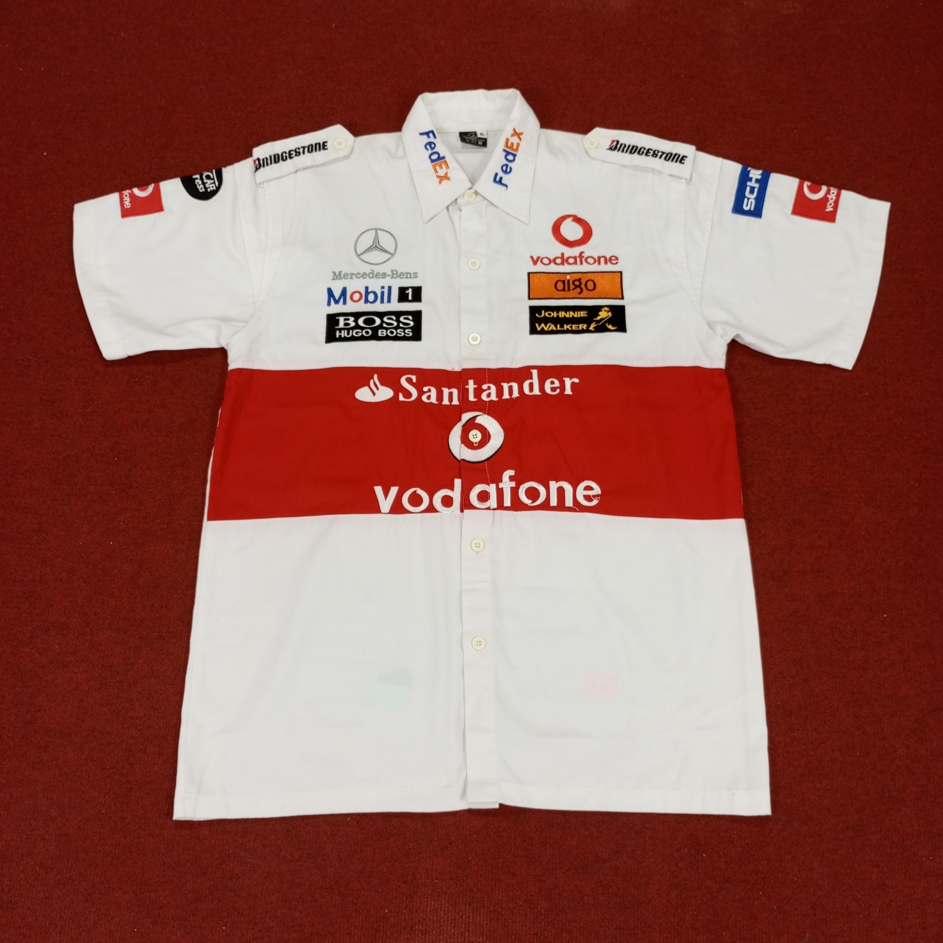 Mercedes-Benz × Vintage Mercedes Benz Santander Vodafone Workwear Style Shirt Size US L / EU 52-54 / 3 - 1 Thumbnail