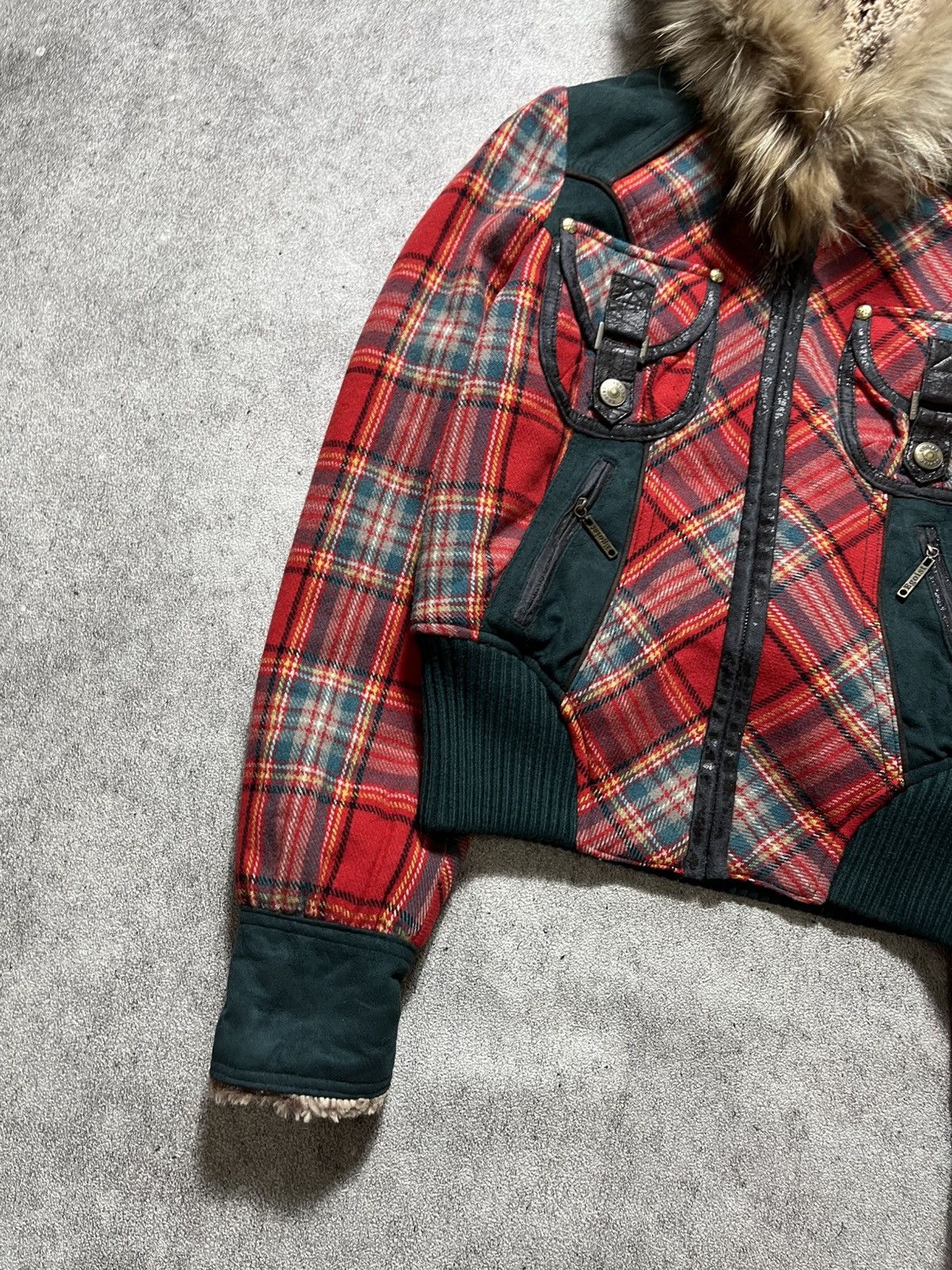 Japanese Brand ‼️SOLD‼️Egoist y2k Plaid Fur Jacket Size M / US 6-8 / IT 42-44 - 2 Thumbnail