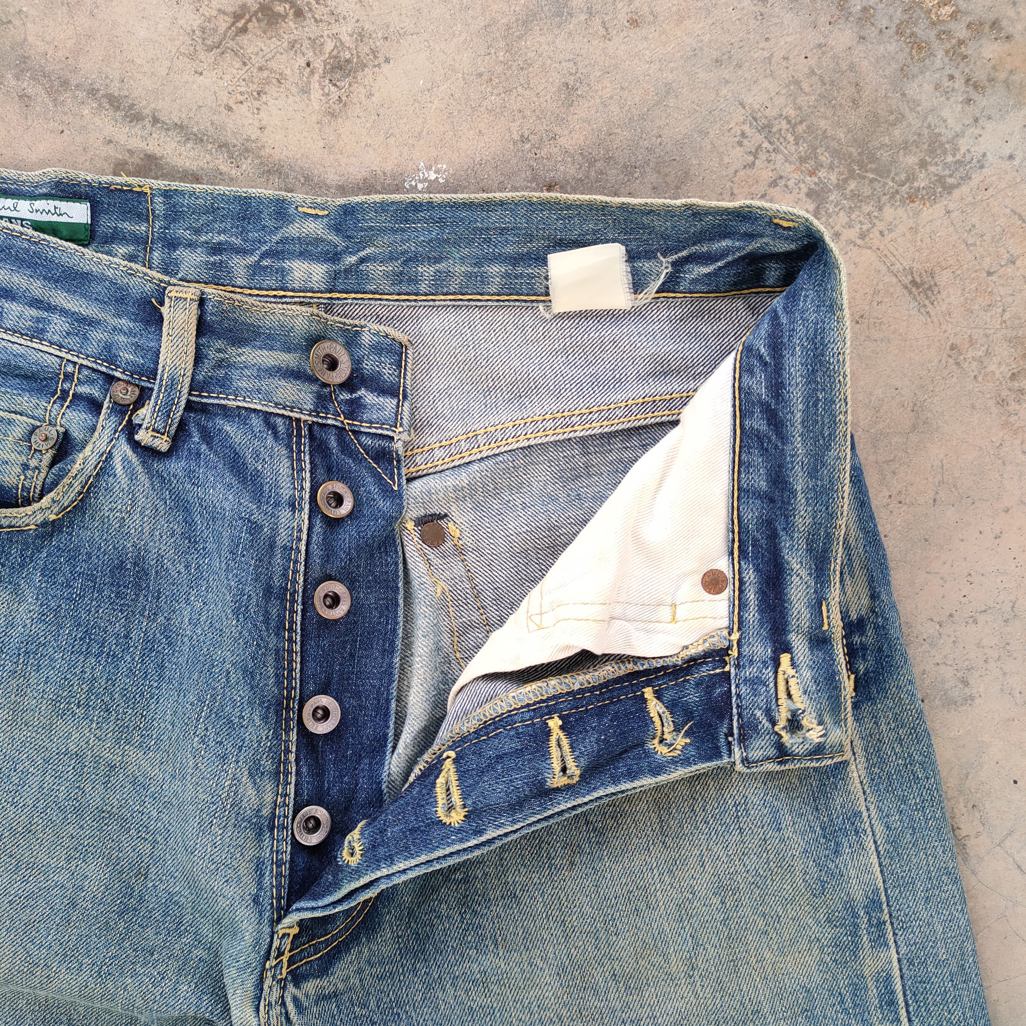 Paul Smith # VINTAGE PAUL SMITH SELVEDGE RUSTY FADED RIPPED JEANS PANTS Size US 30 / EU 46 - 5 Thumbnail