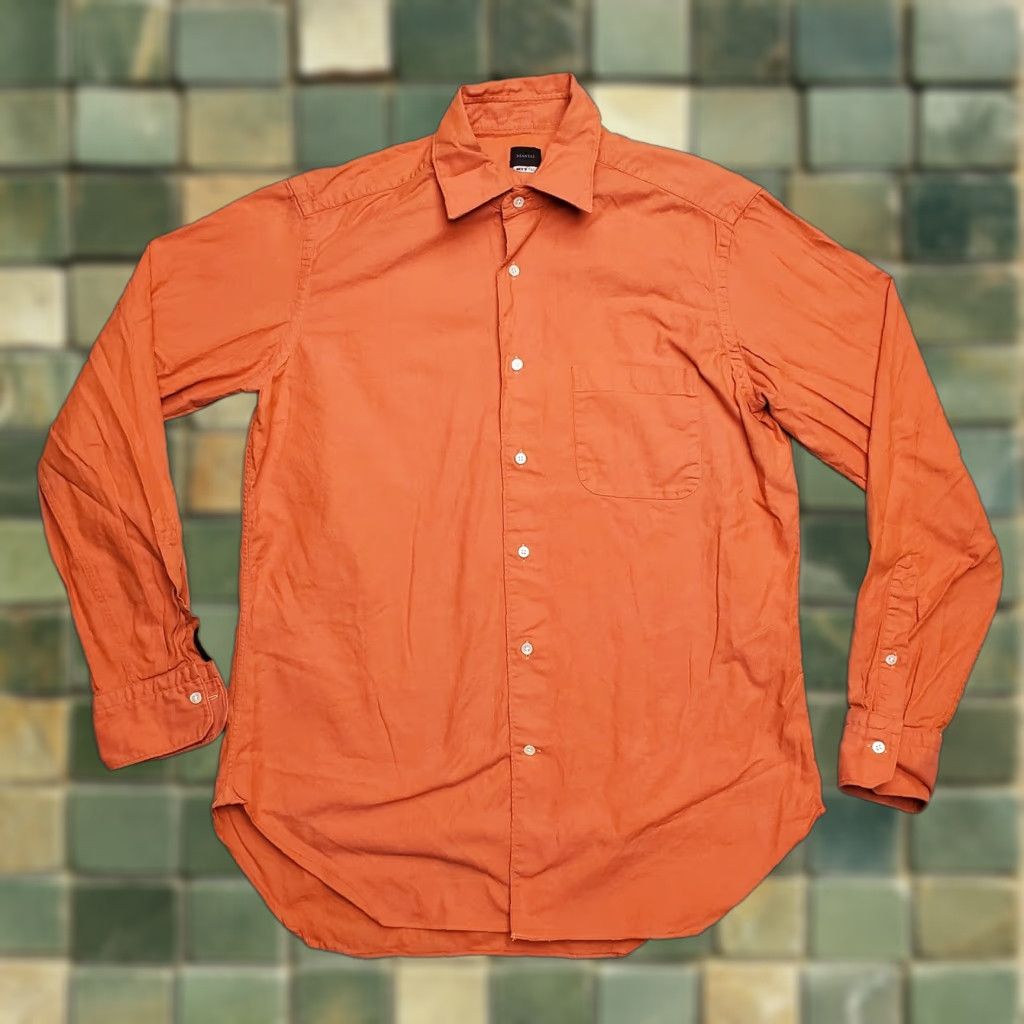 Vintage Mastai Shirt Mens 40 Orange Long Sleeve Button 100% Cotton Dress Casual Size US L / EU 52-54 / 3 - 1 Thumbnail