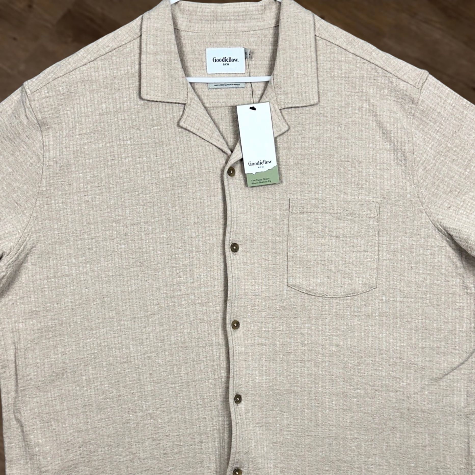 Vintage VINTAGE: No Goodfellow & Co Shirt Mens 2XL Tan Beige Vacay Short Sleeve Button-Up Textured Size US XXL / EU 58 / 5 - 1 Thumbnail