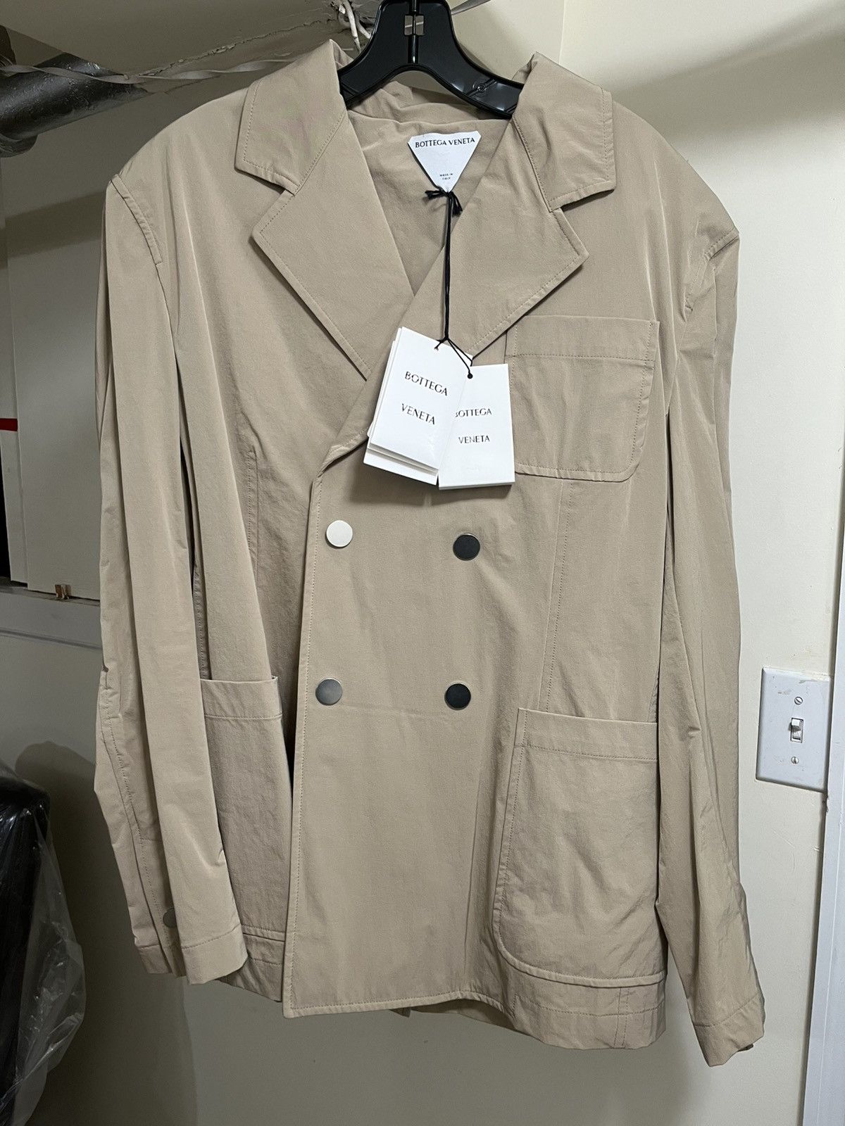 Bottega Veneta Men’s Double-Breasted Nylon Sport Coat Sz 48R EU(38R US) Size 38R - 1 Thumbnail