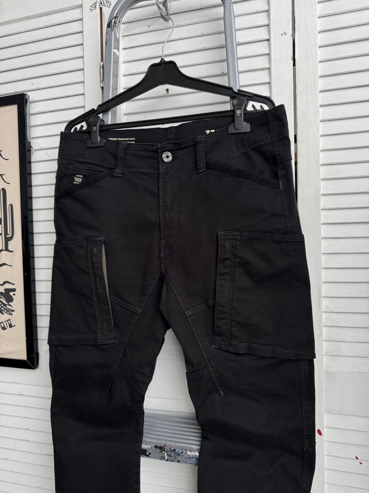 G-Star G-Star RAW 3D Skinny Cargo Black Pants 33x30 Size US 33 - 5 Thumbnail