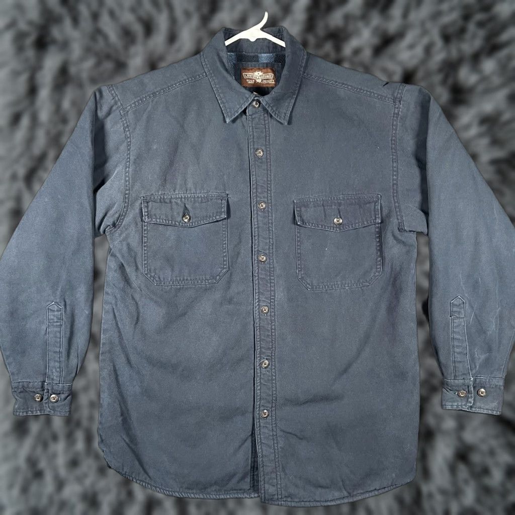 Levi's VINTAGE Levi's Shirt Jacket Mens M Navy Blue Fleece Lined Plaid Quilted Sleeve Button Front Size US M / EU 48-50 / 2 - 1 Thumbnail