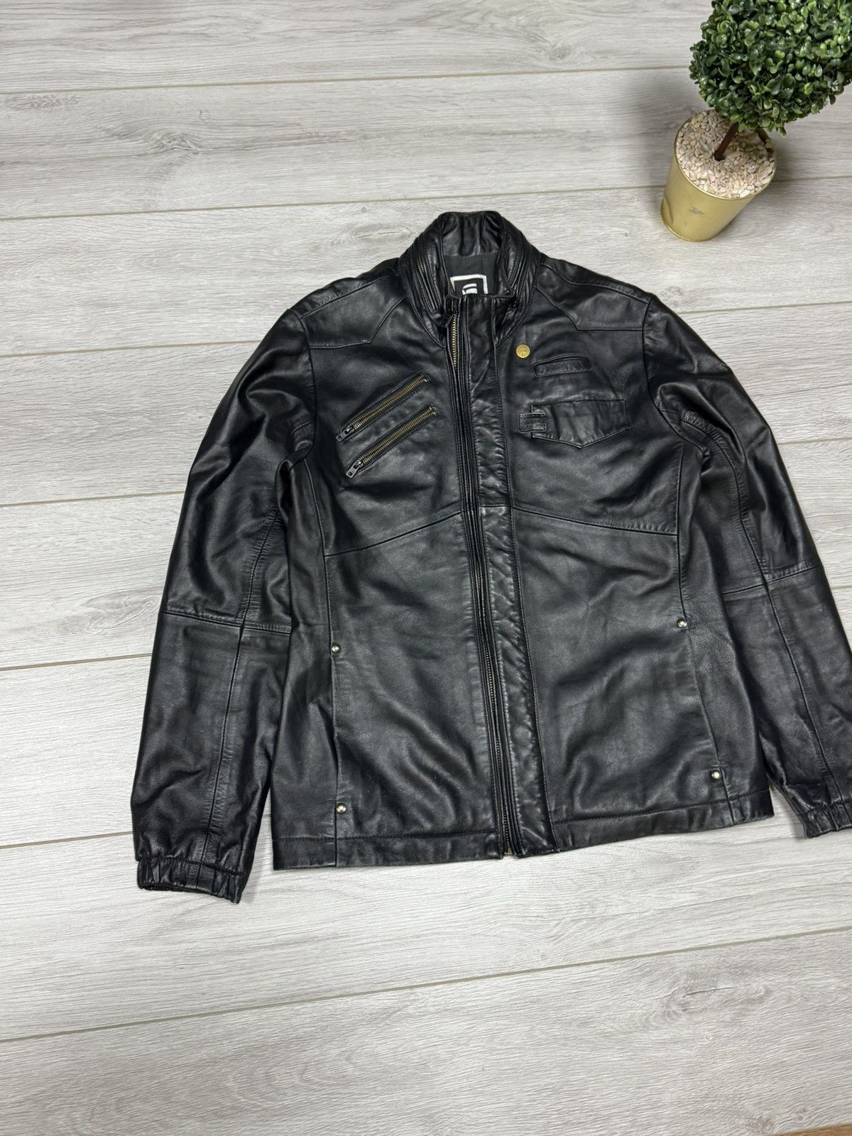 G-Star G stat RAW rare leather dean ryder overshirt zip jacket Size US XL / EU 56 / 4 - 10 Thumbnail