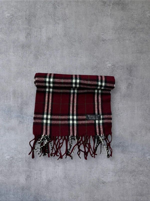 Burberry Vintage Burberry full pattern scarf burgundy wool og Size ONE SIZE - 1 Thumbnail