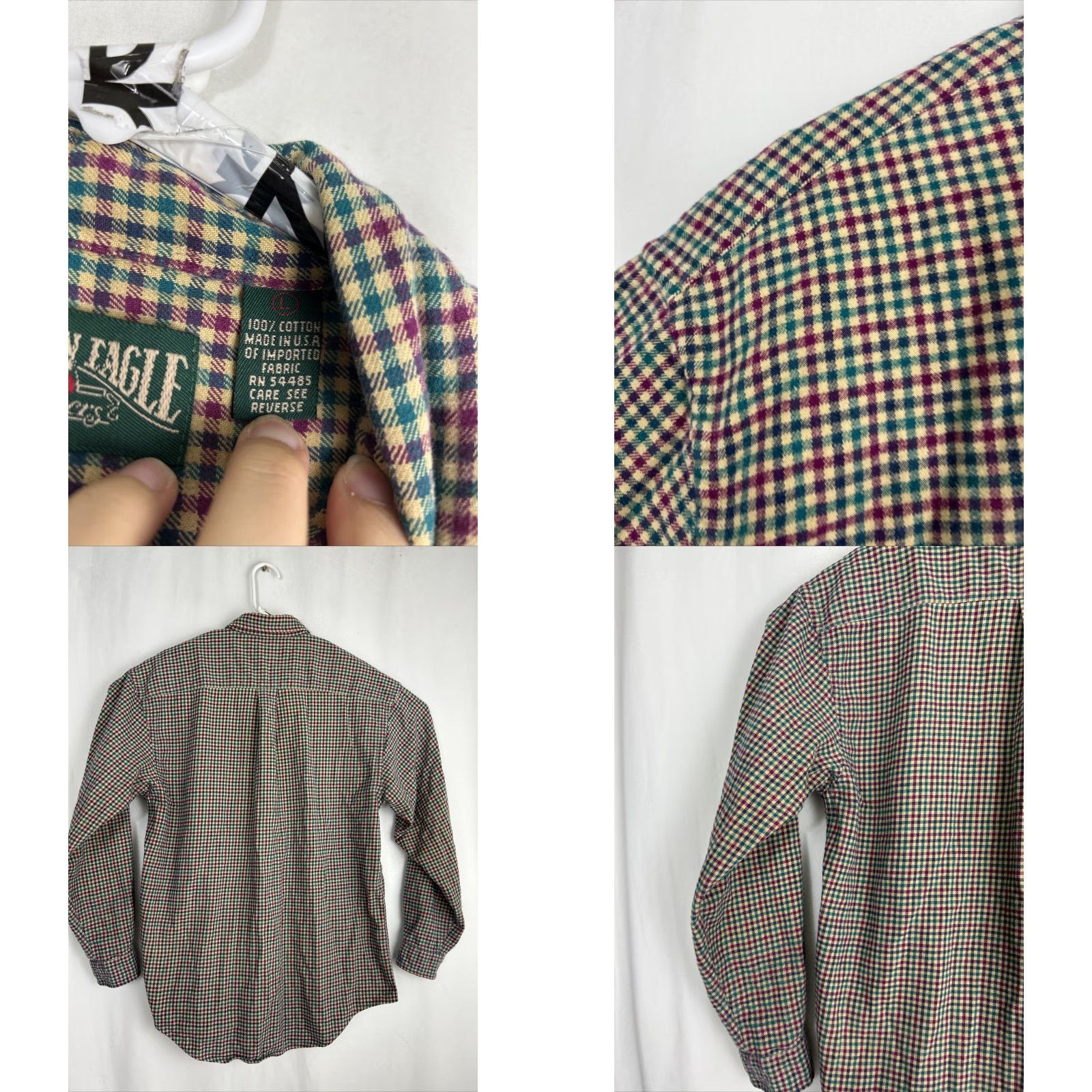 American Eagle Outfitters VINTAGE American Eagle Outfitters Shirt Mens L Flannel Button-Up Green Beige Red USA Size US L / EU 52-54 / 3 - 8 Thumbnail