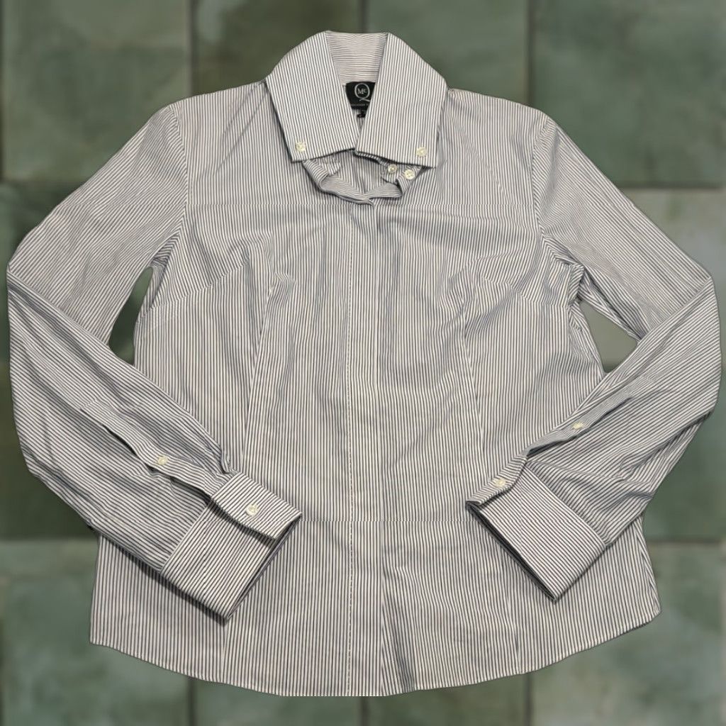 Alexander McQueen Alexander McQueen Button Down Shirt LS Big Collar Multicolor Blue Striped 46 US 12 Womens Size XL / US 12-14 / IT 48-50 - 1 Thumbnail