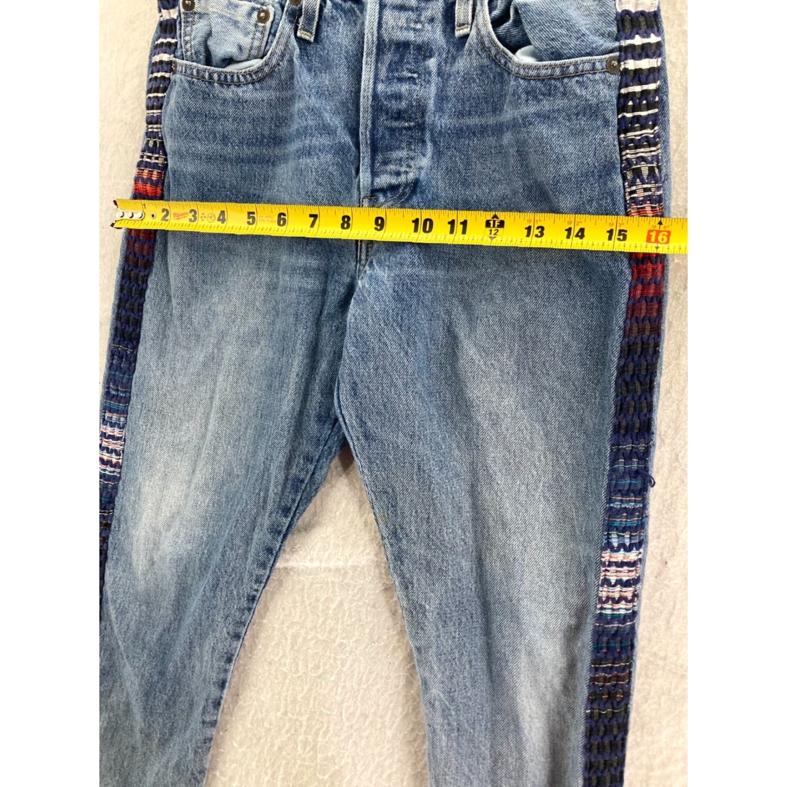 Levi's Levi's 501 Jeans Womens Skinny Button Fly Embroidered S 27/28 Blue Cotton Denim Regular Rise Mid Adult Women Jeans Size 27" / US 4 / IT 40 - 3 Thumbnail