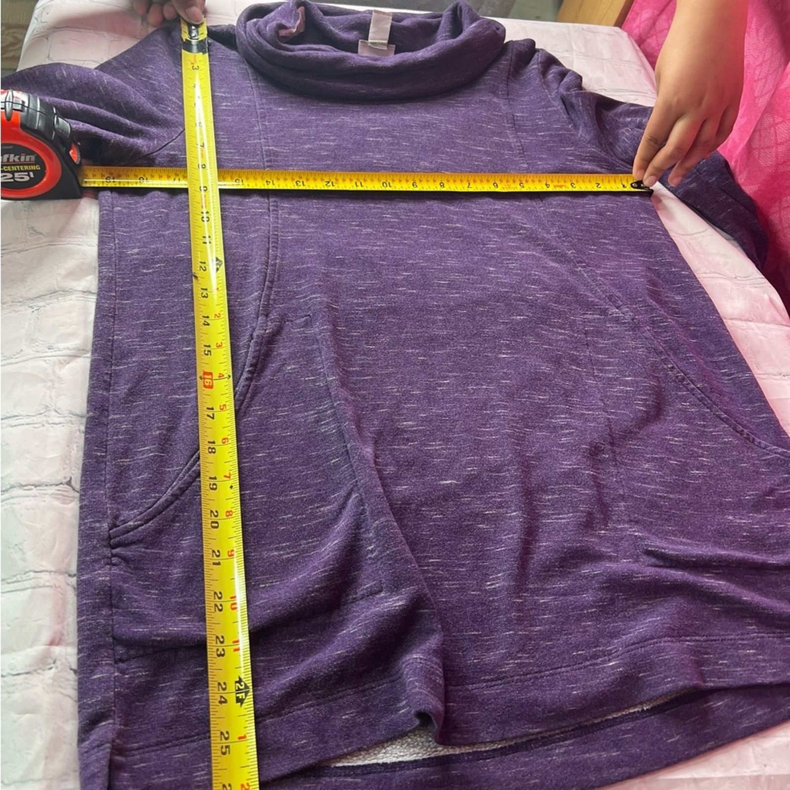 Chicos Chico's Purple Top Long Sleeve Sweatshirt Cowl Neck Size M / US 6-8 / IT 42-44 - 2 Thumbnail