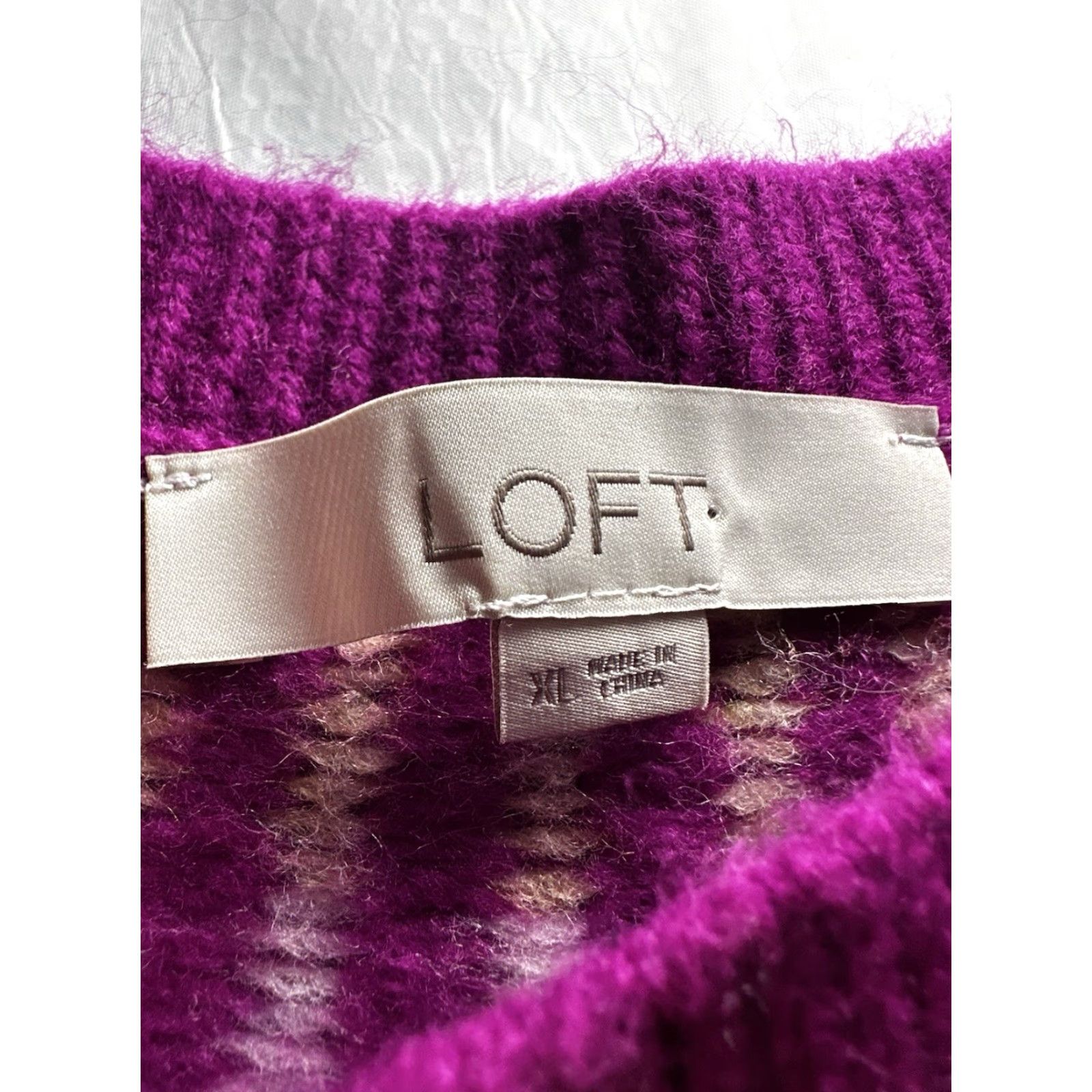 Loft LOFT Pink Multi Color Fair Isle Mock Neck Sweater Womens XL Pullover Knit Size XL / US 12-14 / IT 48-50 - 5 Thumbnail