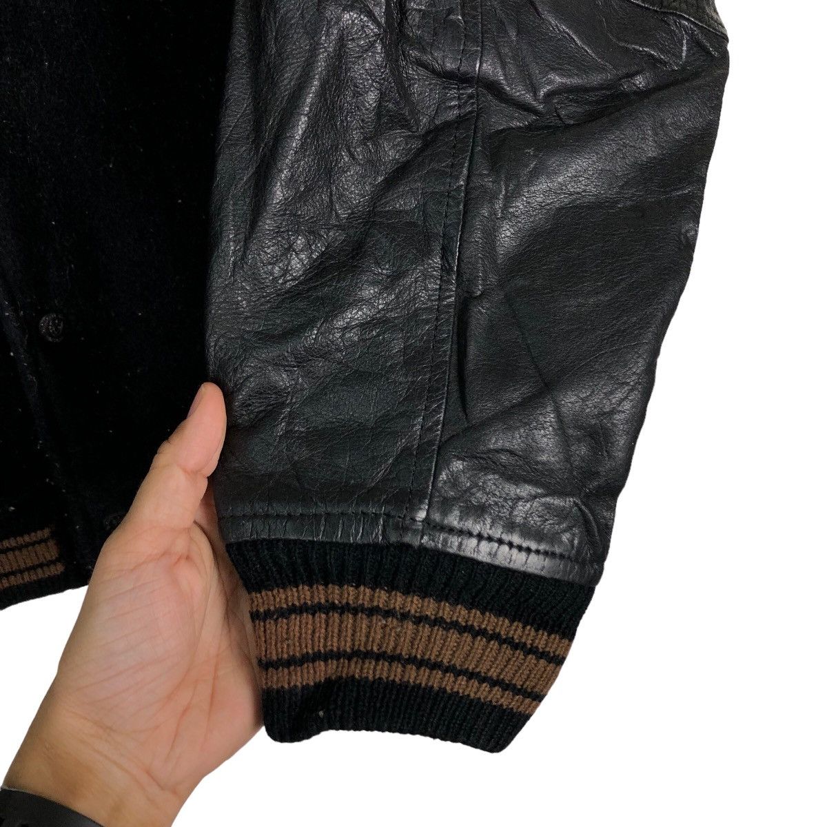 Japanese Brand 🔥Vtg Leather Varsity Jacket Mac Hope Big Logo Issey Miyake Size US M / EU 48-50 / 2 - 15 Thumbnail