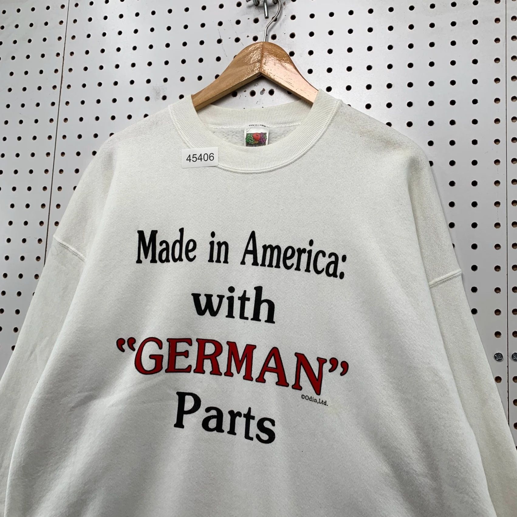 Fruit Of The Loom VINTAGE America German Funny Sweatshirt Mens XL White Fleece Crewneck Size US XL / EU 56 / 4 - 4 Thumbnail