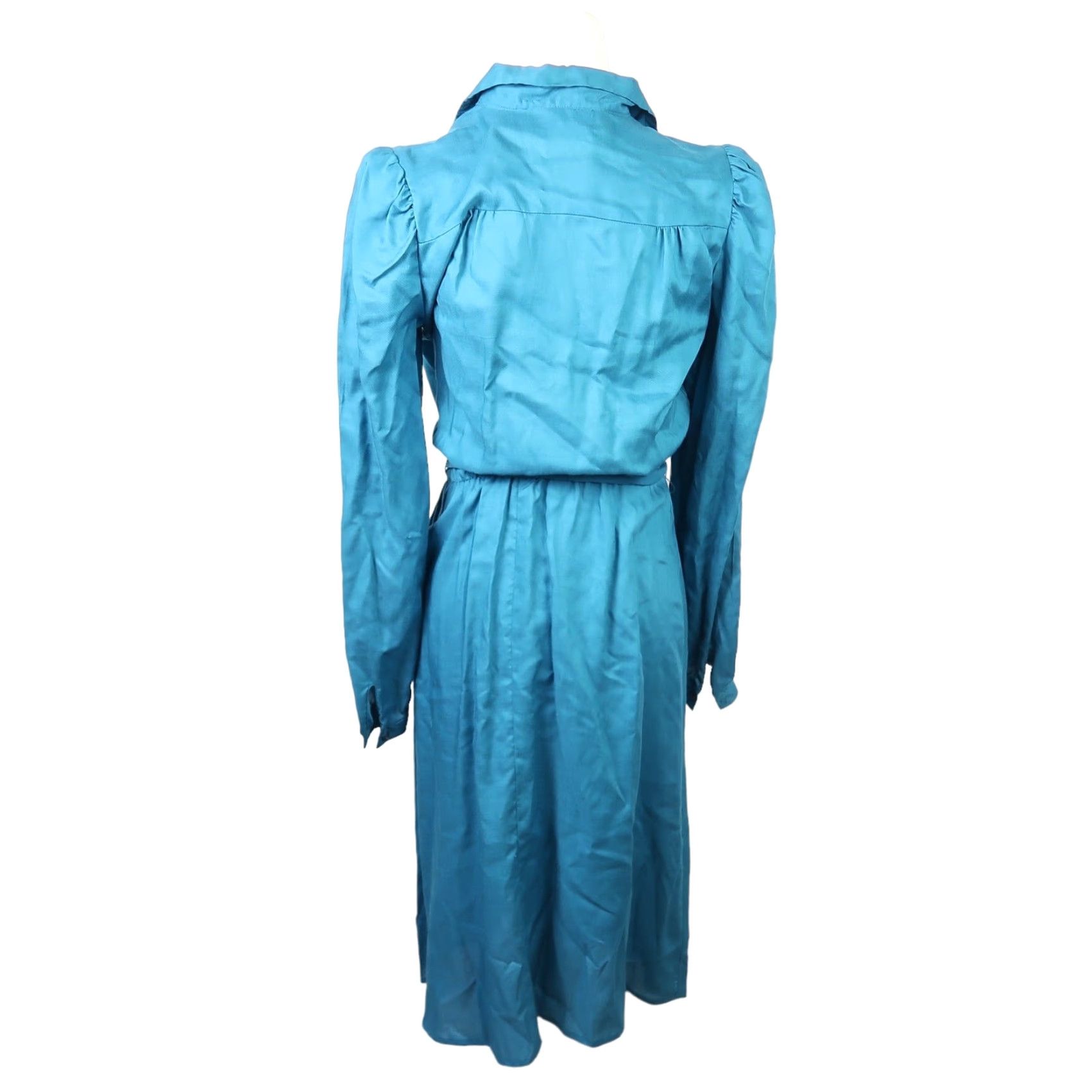 Altea VINTAGE 80s Teal Blue Long Sleeve Midi Shirt Dress 4 Shirt Dress Mens Womens Girls Boys Size S / US 4 / IT 40 - 4 Thumbnail
