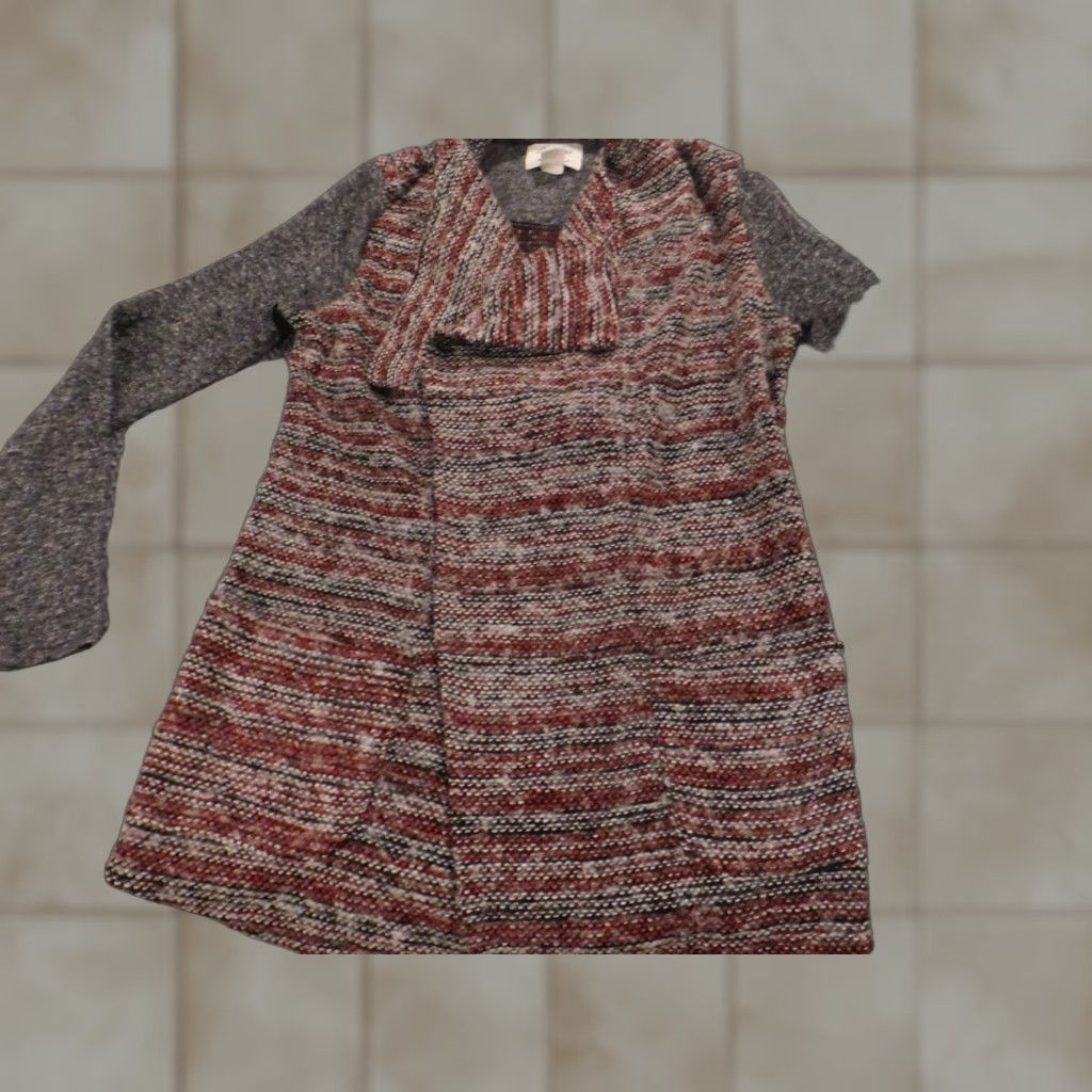 Lucky Brand Lucky Brand Cardigan Sweater Womens Small Red Open Chest Wool Acrylic Mock Neck Casual Knit Embroidered Regular Fit Adult Womens Size S / US 4 / IT 40 - 1 Thumbnail