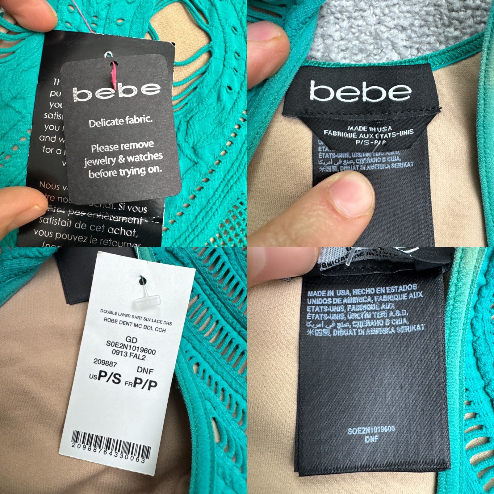 Bebe NWT BeBe Lace Geometric Crochet Bodycon Dress Petite Womens Small US Size Size S / US 4 / IT 40 - 8 Thumbnail