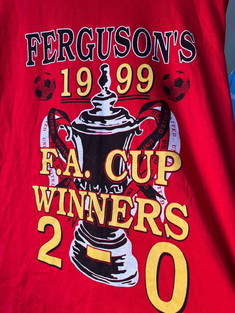 Vintage 1998/99 MANCHESTER UNITED TRIPLE DOUBLES FERGUSON’S T SHIRT Size US L / EU 52-54 / 3 - 7 Thumbnail